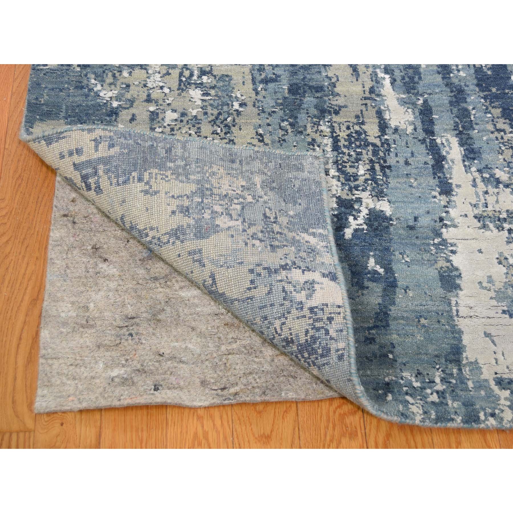 10-x14-5  Blue Abstract Design Wool and Pure Silk Hand Knotted Oriental Rug 