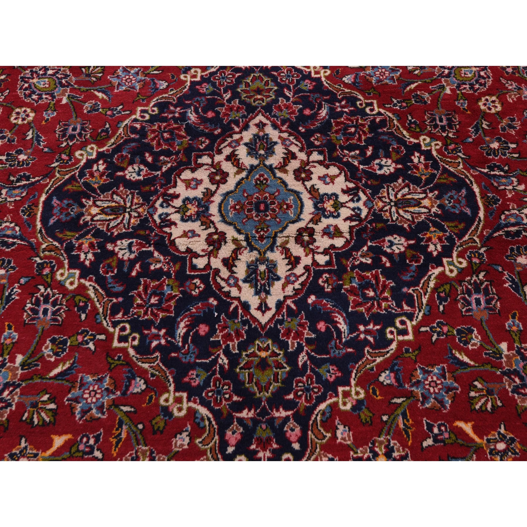 9-8 x14-4  Red Semi Antique Persian Kashan Full Pile Pure Wool Hand Knotted Oriental Rug 