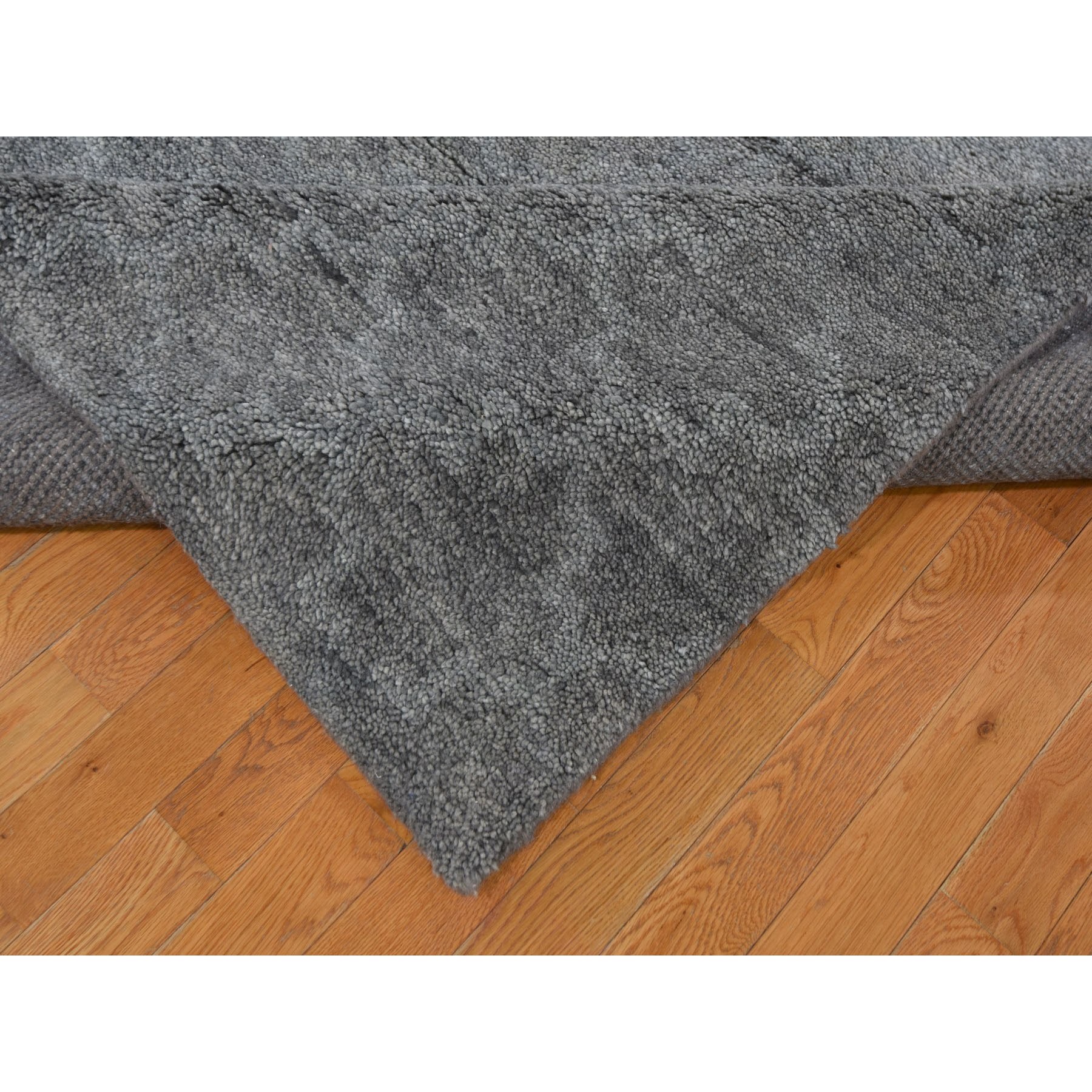 10-x14- Hand Knotted Pure Wool Grey Moroccan Berber Thick and Plush Oriental Rug 