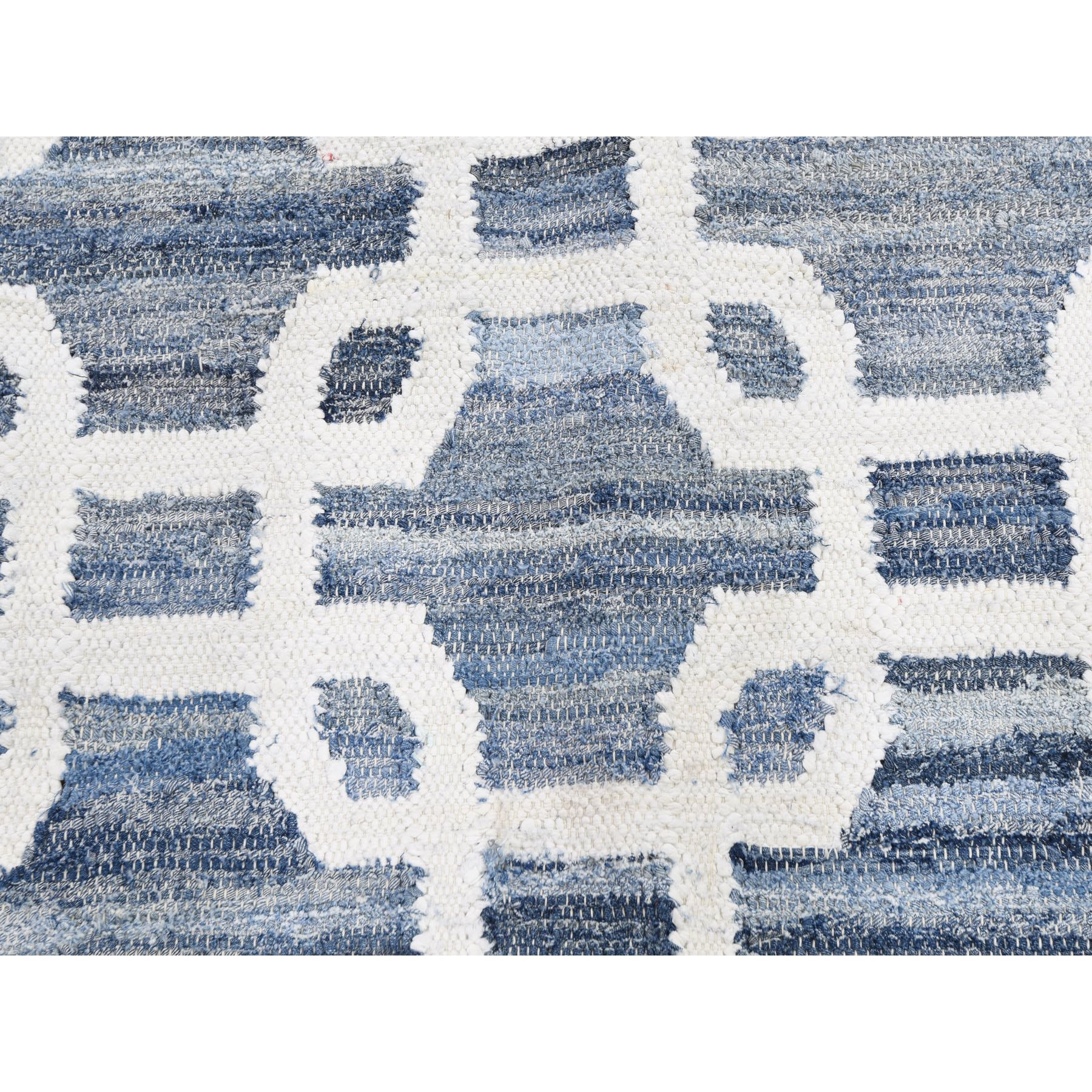 9-x12- Denim Blue Kilim Cotton and Jeans Hand Woven Rug  