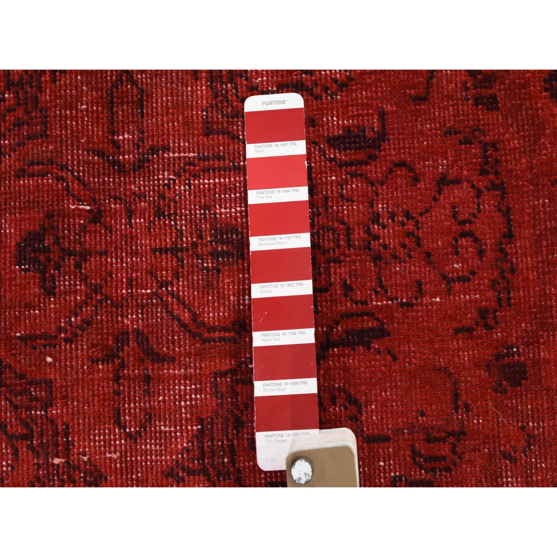 7-x9-8  Hand Knotted Overdyed Red Persian Tabriz Barjasta Vintage Rug 