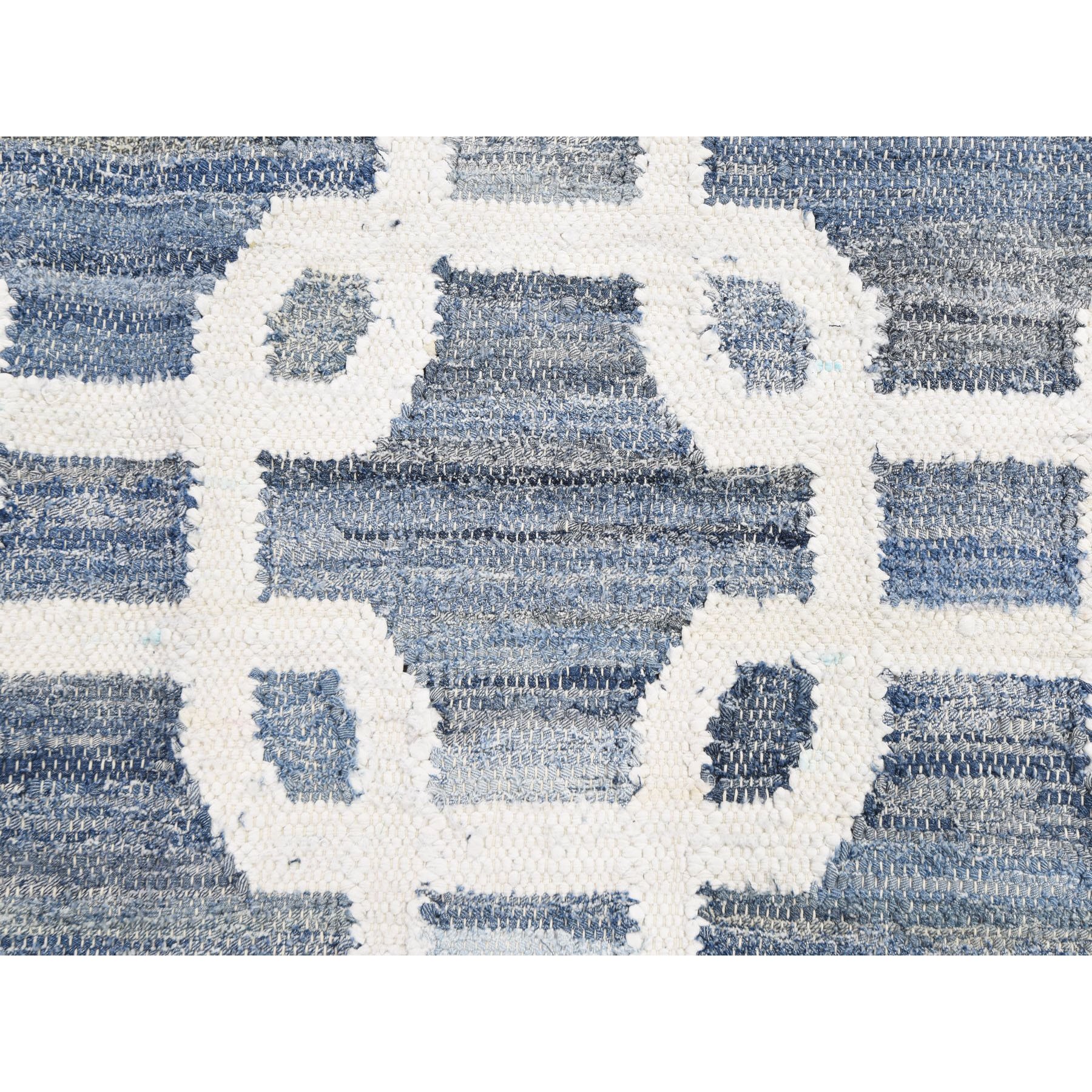 9-x12- Denim Blue Kilim Cotton and Jeans Hand Woven Rug 