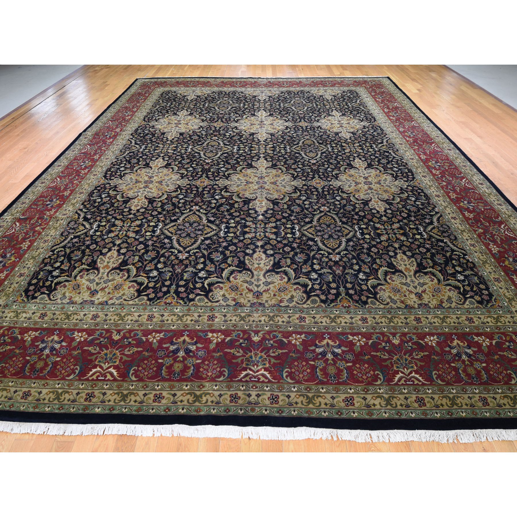12-9 x16-9  Oversized Kashan Revival 300 KPSI New Zealand Wool Hand Knotted Oriental Rug 