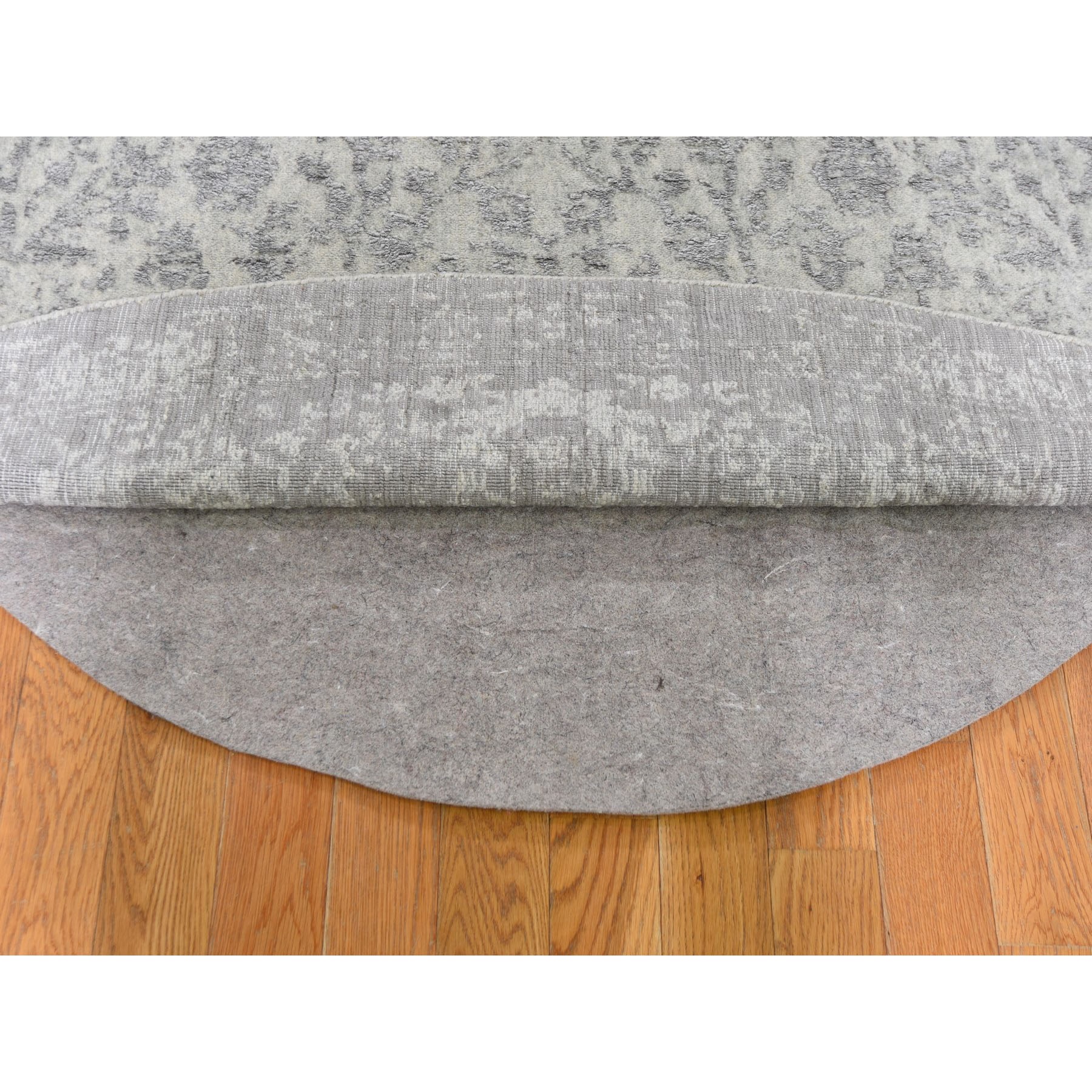 10-x10- jacquard Hand Loomed Gray Broken Cypress Tree Design Wool And Silk Thick And Plush Round Oriental Rug 