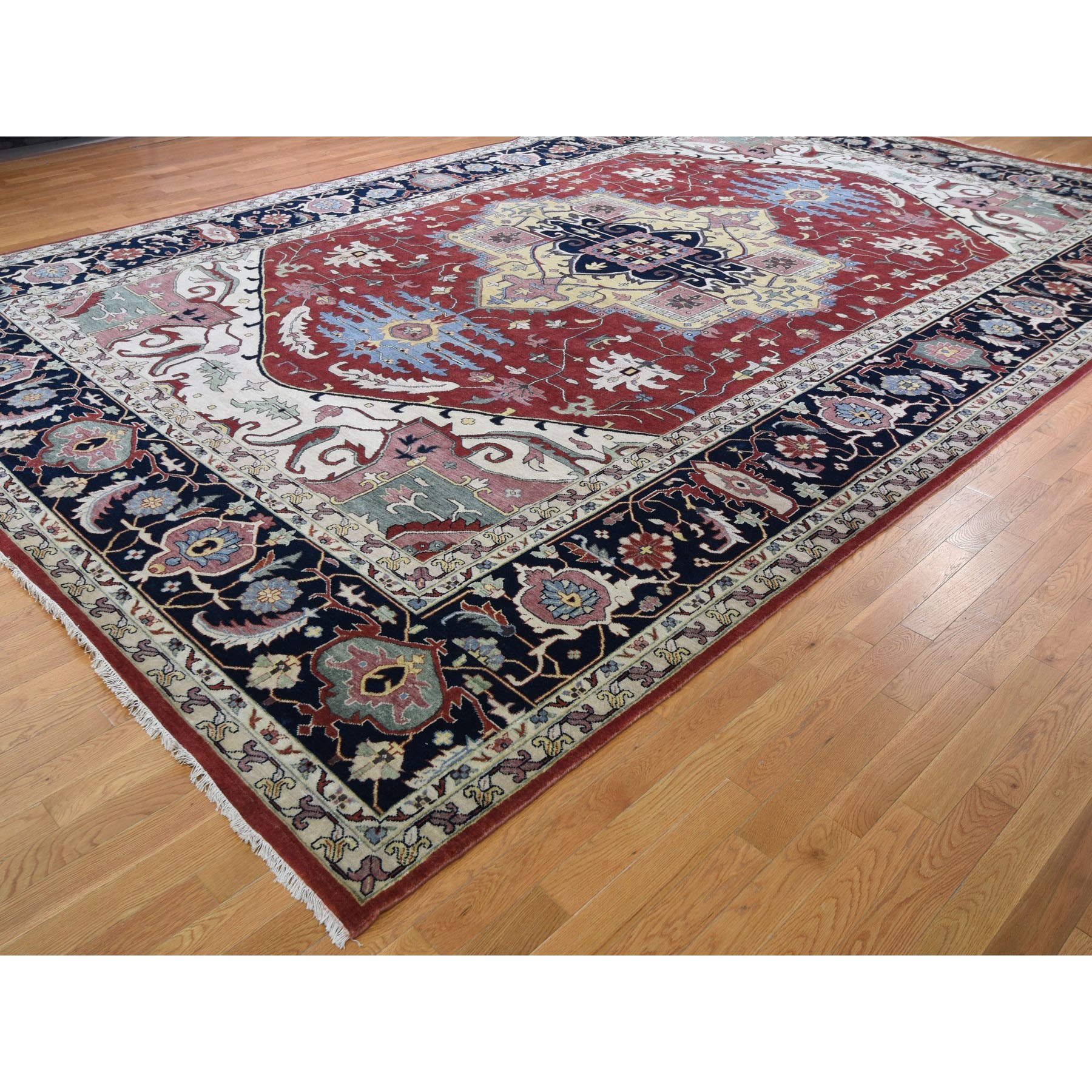 11-9 x18-4  Oversized Red Heriz Revival Pure Wool Hand Knotted Oriental Rug 