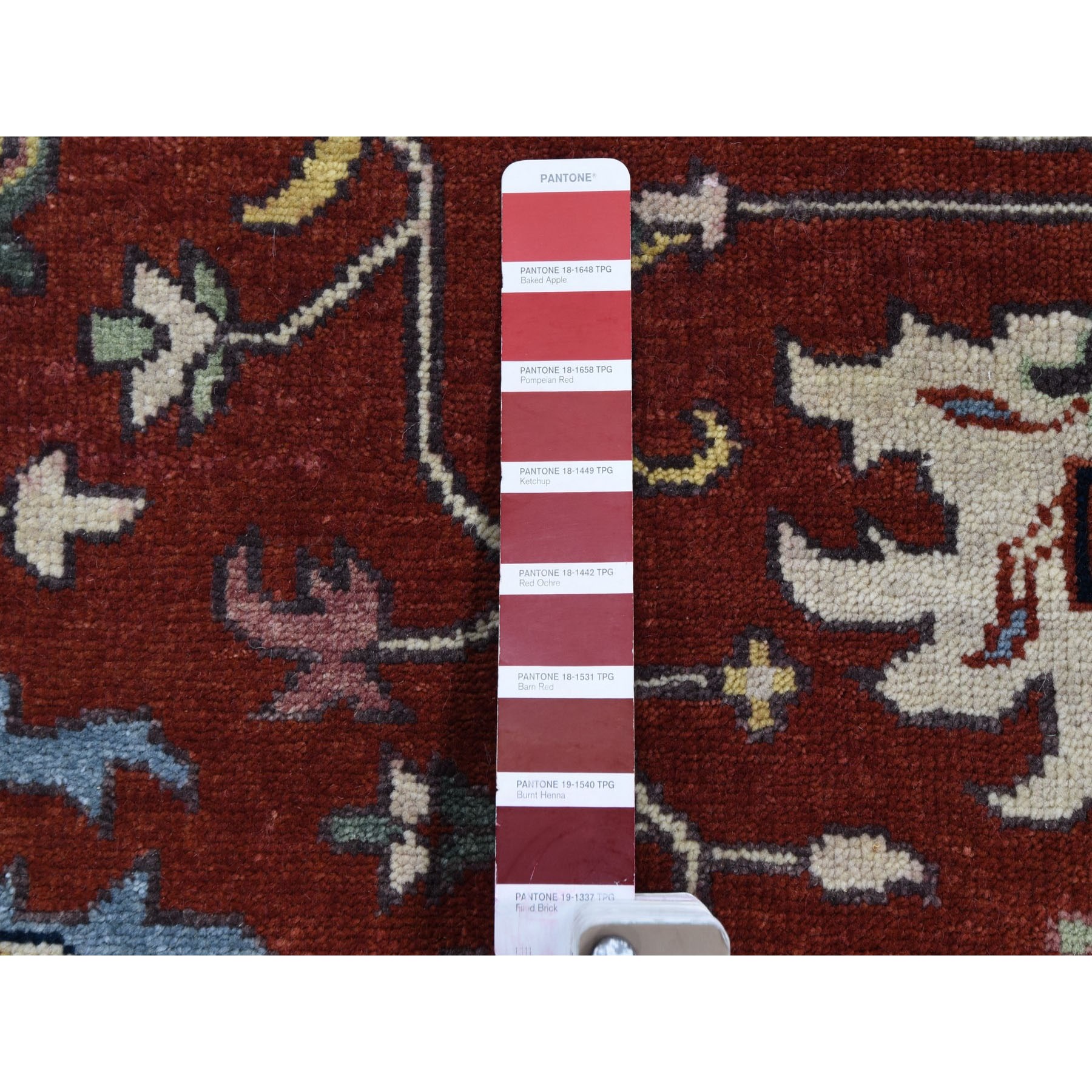 8-x8- Round Red Heriz Revival Pure Wool Hand Knotted Oriental Rug 