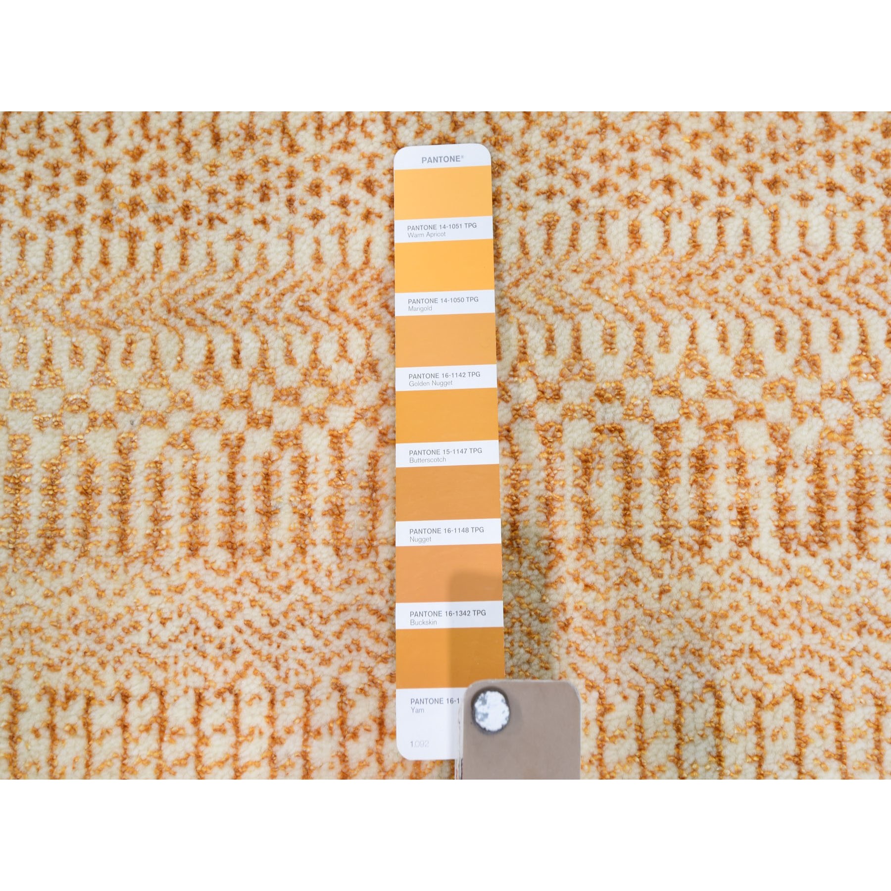 6-x6- Round Burnt Orange Grass Design Gabbeh Wool And Silk Hand Knotted Oriental Rug 
