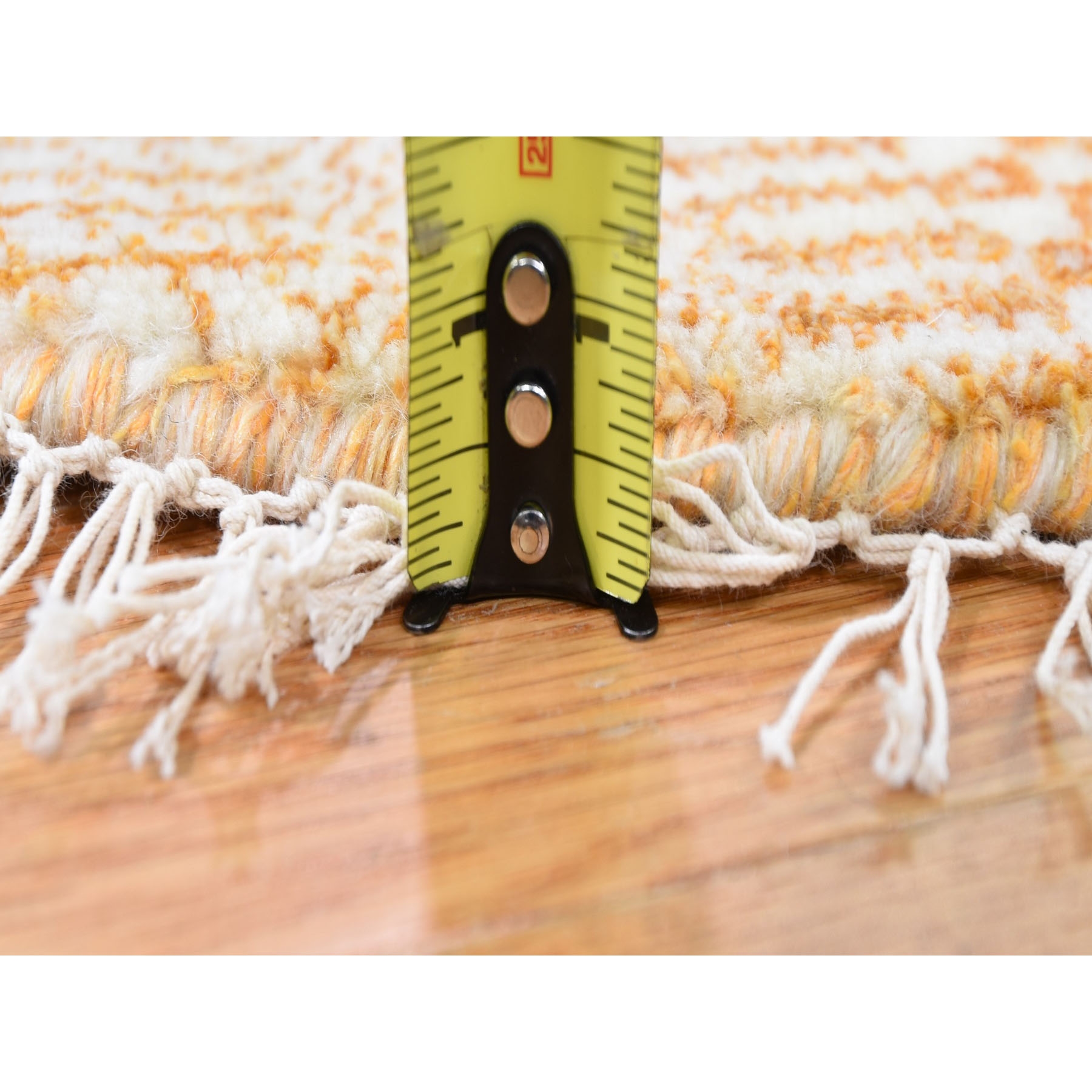 6-x6- Round Burnt Orange Grass Design Gabbeh Wool And Silk Hand Knotted Oriental Rug 