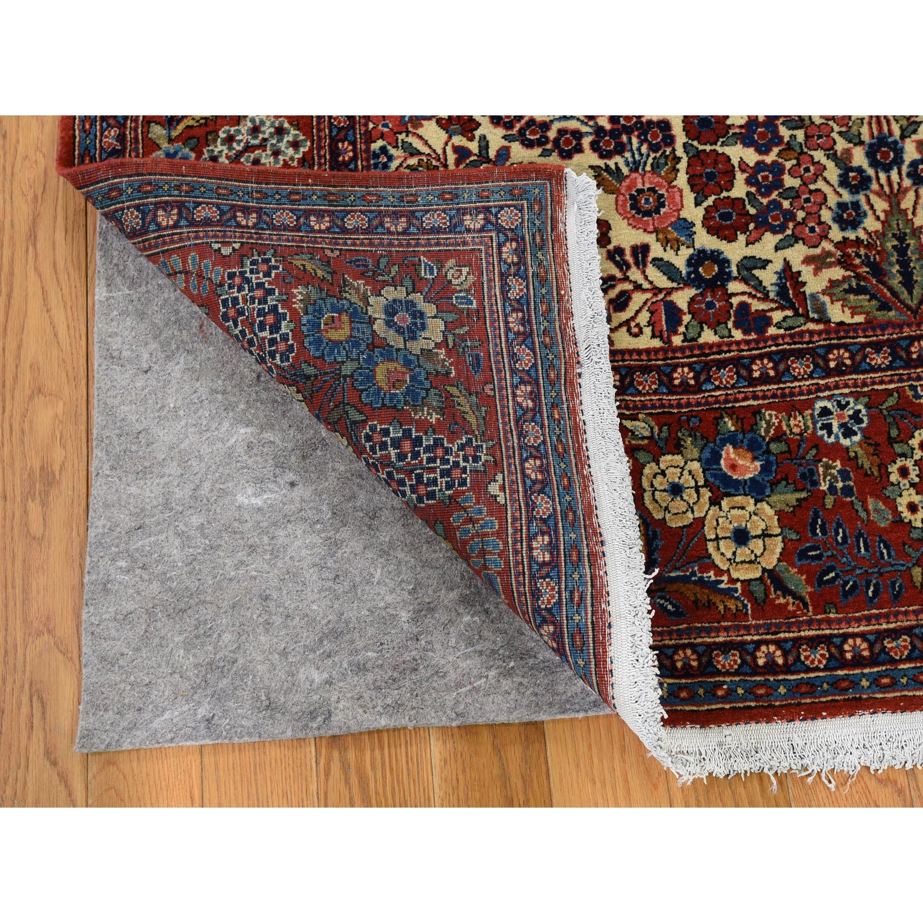 4'4"x6'9" Beige One From A Pair Antique Persian Kashan Exc Cond Clean And Soft Hand Knotted Pure Wool Oriental Rug Sh48698