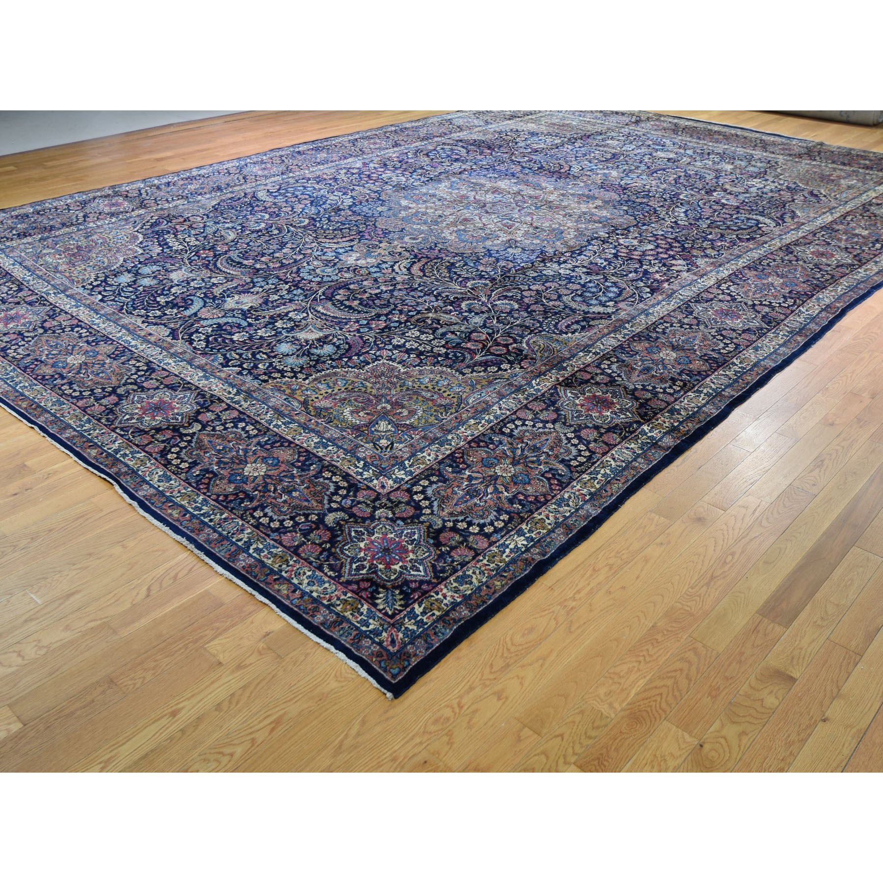 13-4 x19-7  Oversized Antique Persian Kerman Full Pile And Soft Hand Knotted Oriental Rug 