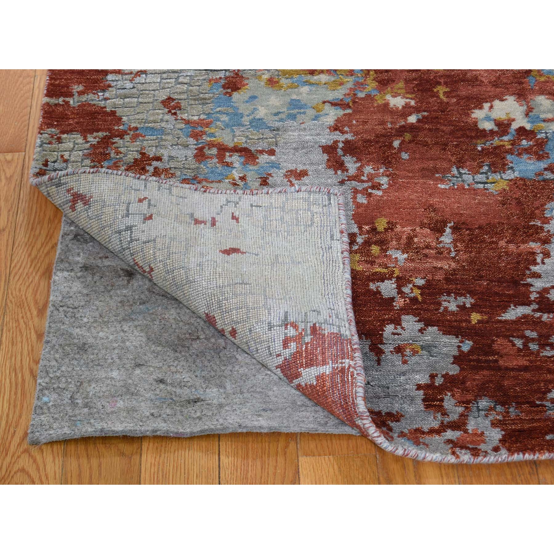 8-x9-10  Wool And Silk Abstract With Fire Mosaic Design Hand Knotted Oriental Rug 
