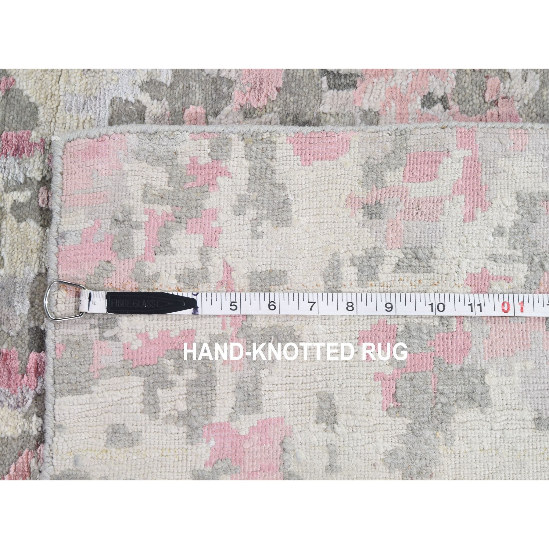 9-x12- Pink Hi-Lo Pile Abstract Design Wool And Silk Hand Knotted Oriental Rug 