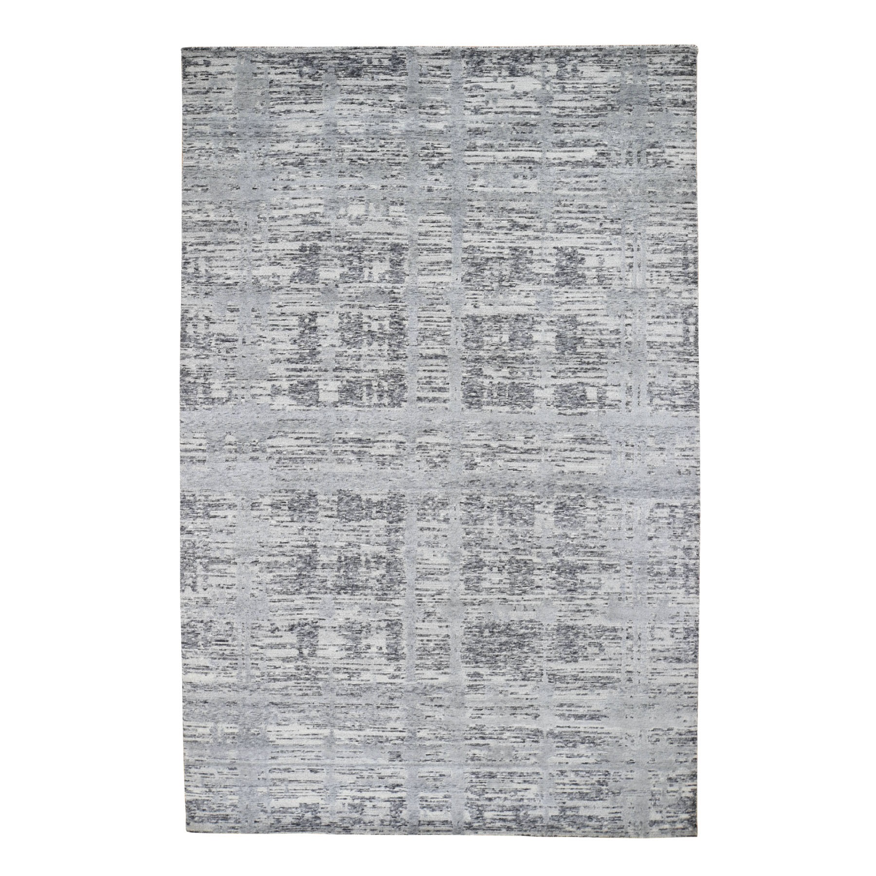 6'1"X9'1" Gray Hand Spun Undyed Natural Wool Modern Hand-Knotted Oriental Rug moad87ea