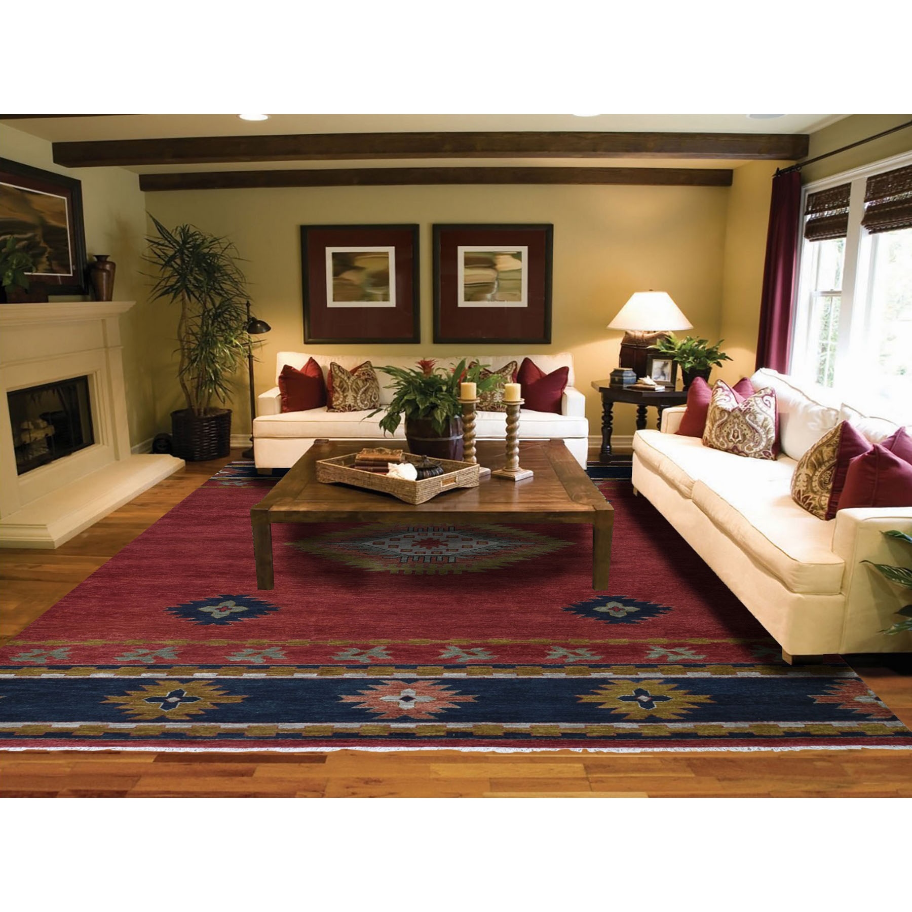 9-x12-1  Red Southwest Design Pure Wool Hand Knotted Oriental Rug 