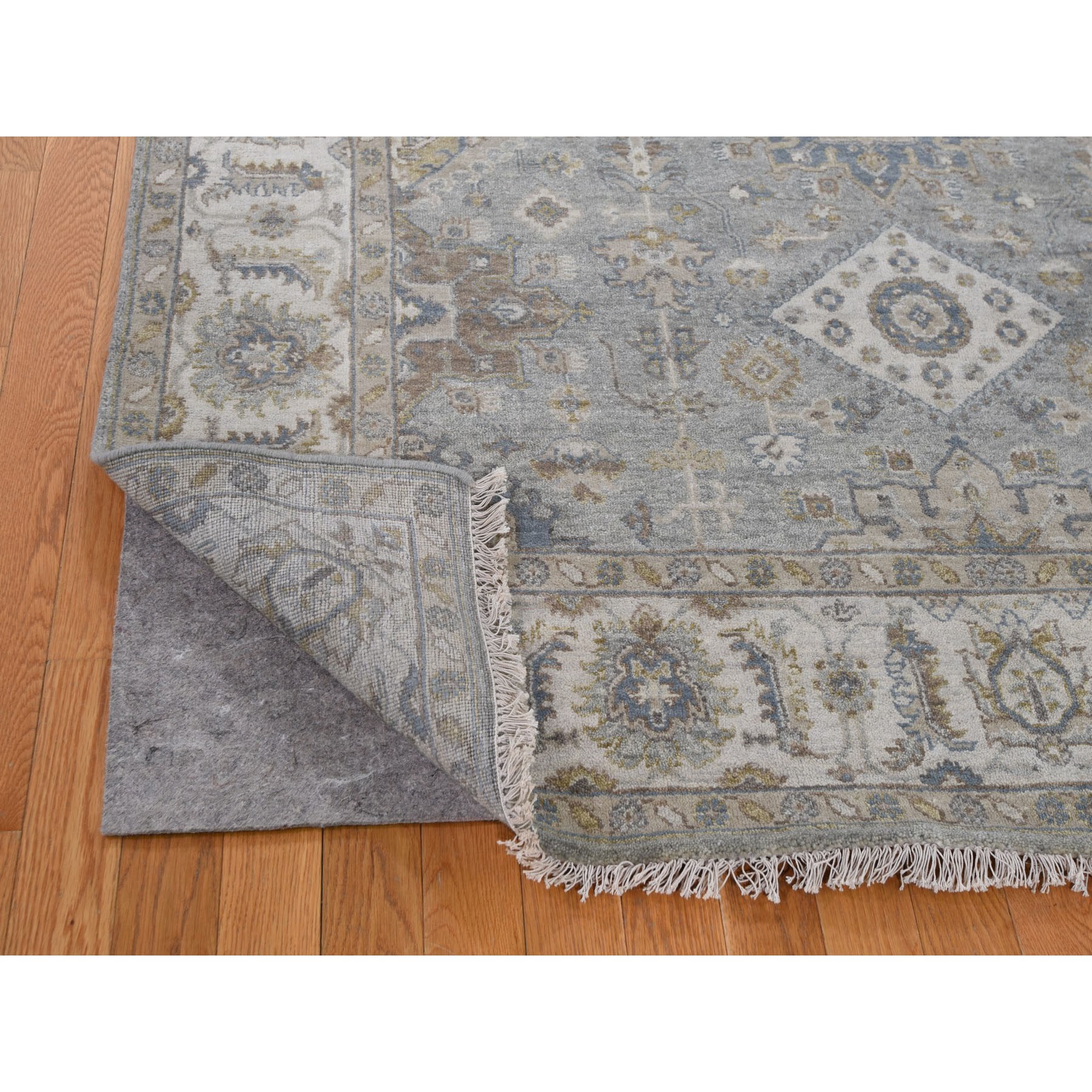 6-2 x6-2  Square Gray Karajeh Design Pure Wool Hand Knotted Oriental Rug 