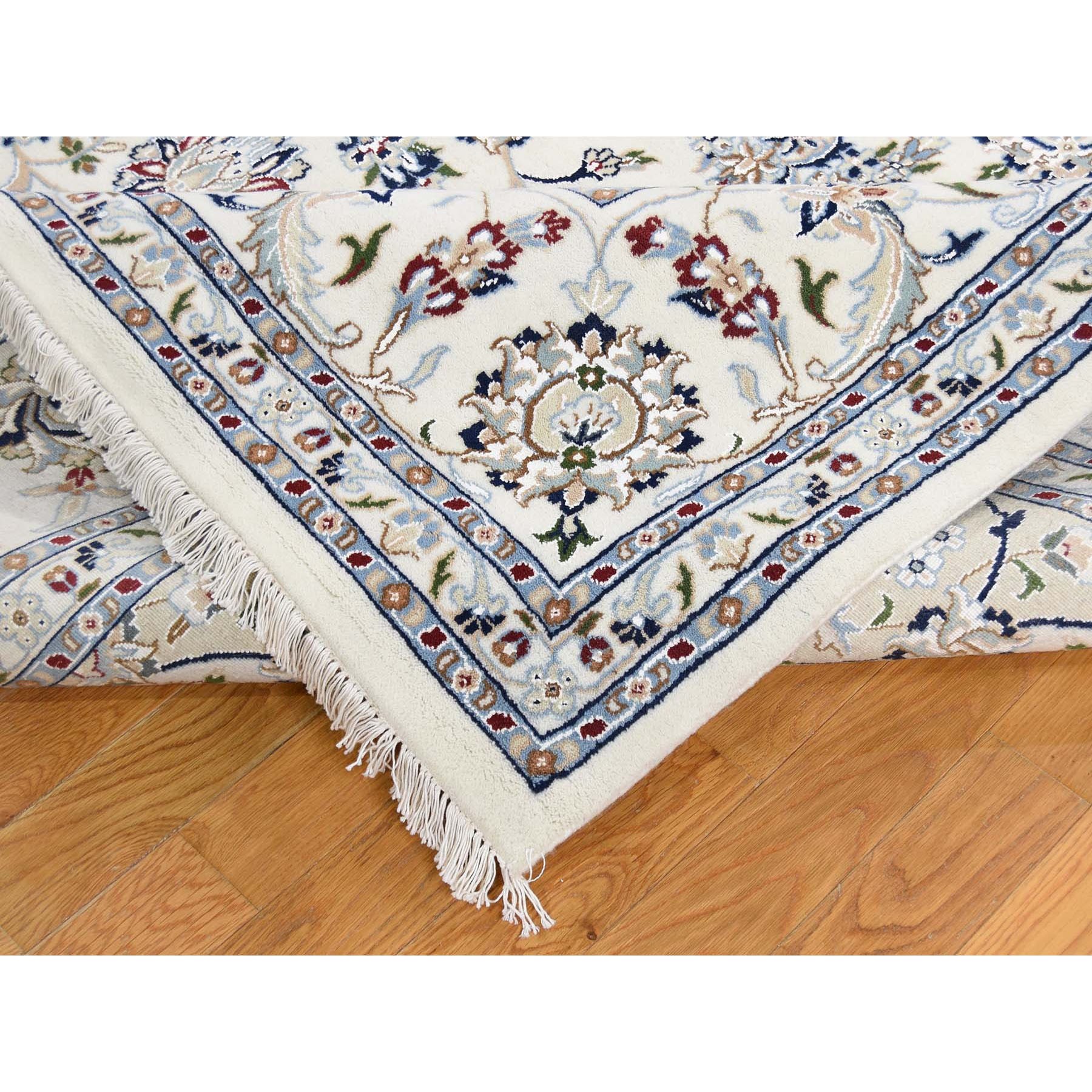 8-10 x12-1  Ivory Wool and Silk 250 KPSI Nain Hand Knotted Oriental Rug 