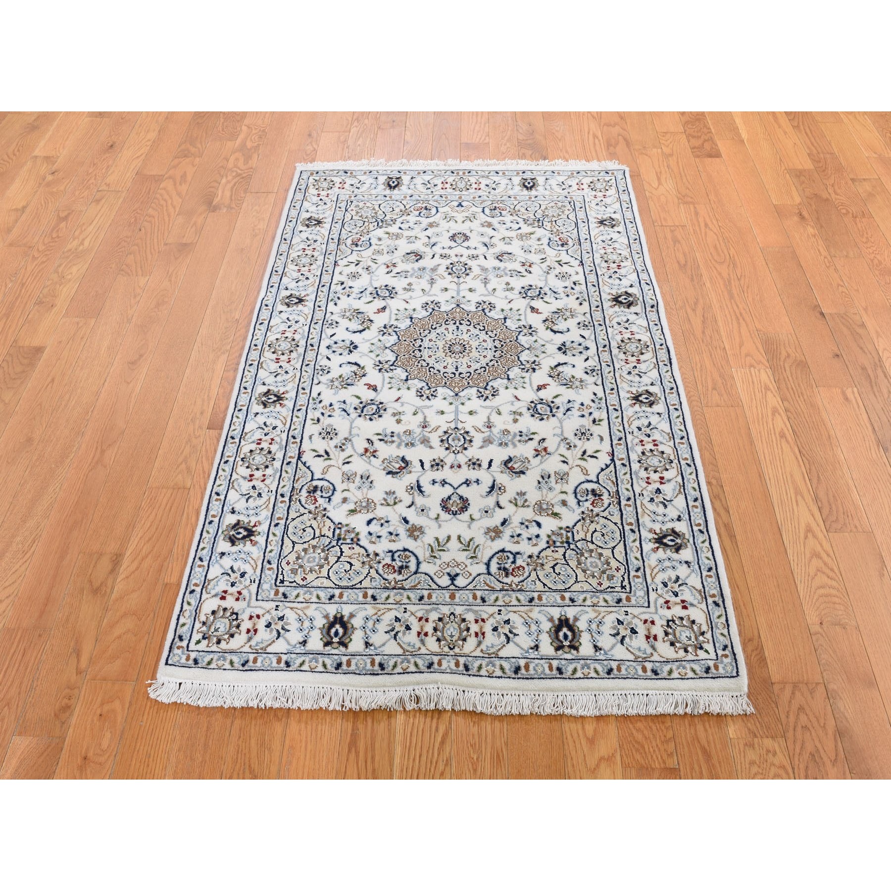 3-2 x5-3  Ivory Nain Wool And Silk 250 KPSI Hand Knotted Oriental Rug 