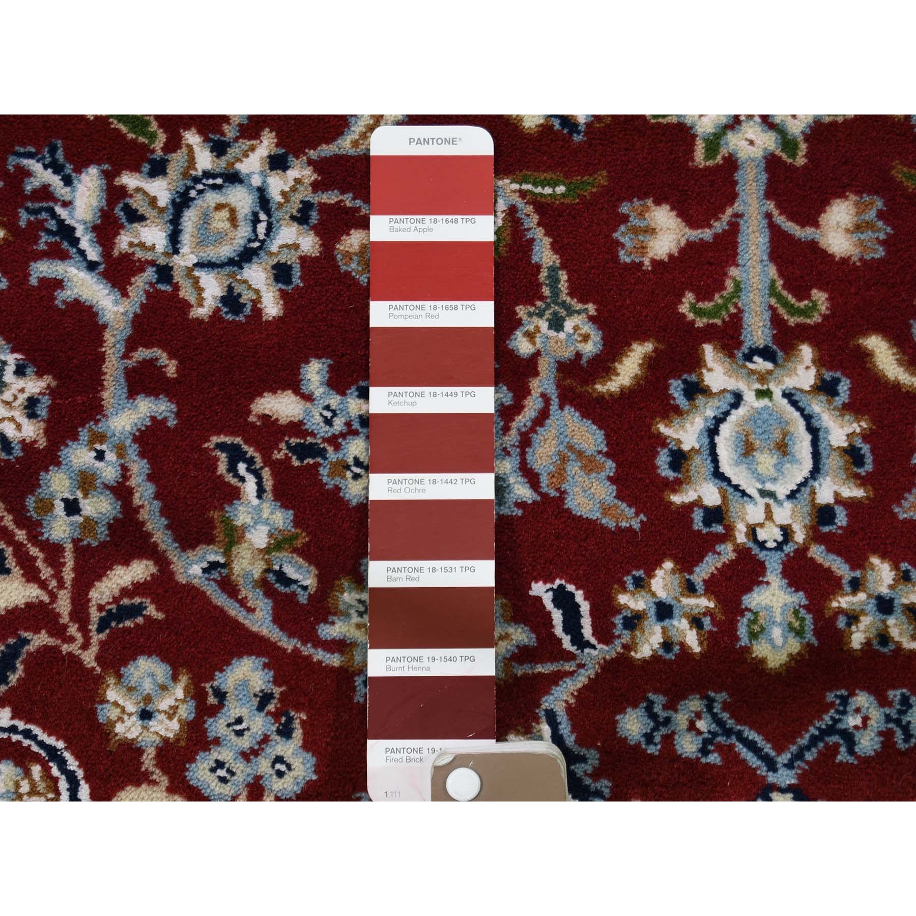 3-2 x5-4  Red Nain Wool And Silk 250 KPSI Hand Knotted Oriental Rug 