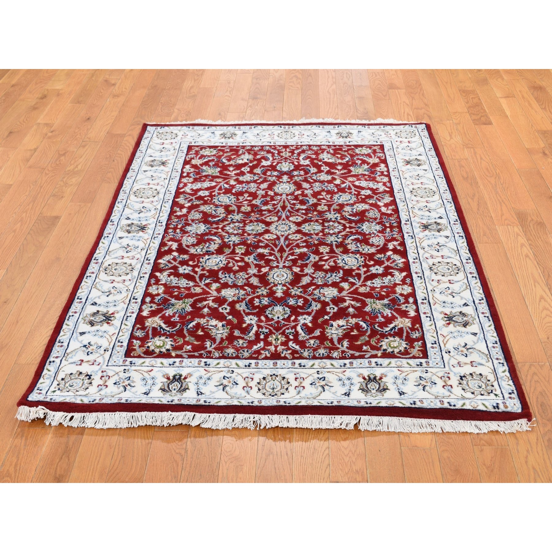 4-x6-2  Red Nain Wool And Silk All Over Design 250 KPSI Hand Knotted Oriental Rug 