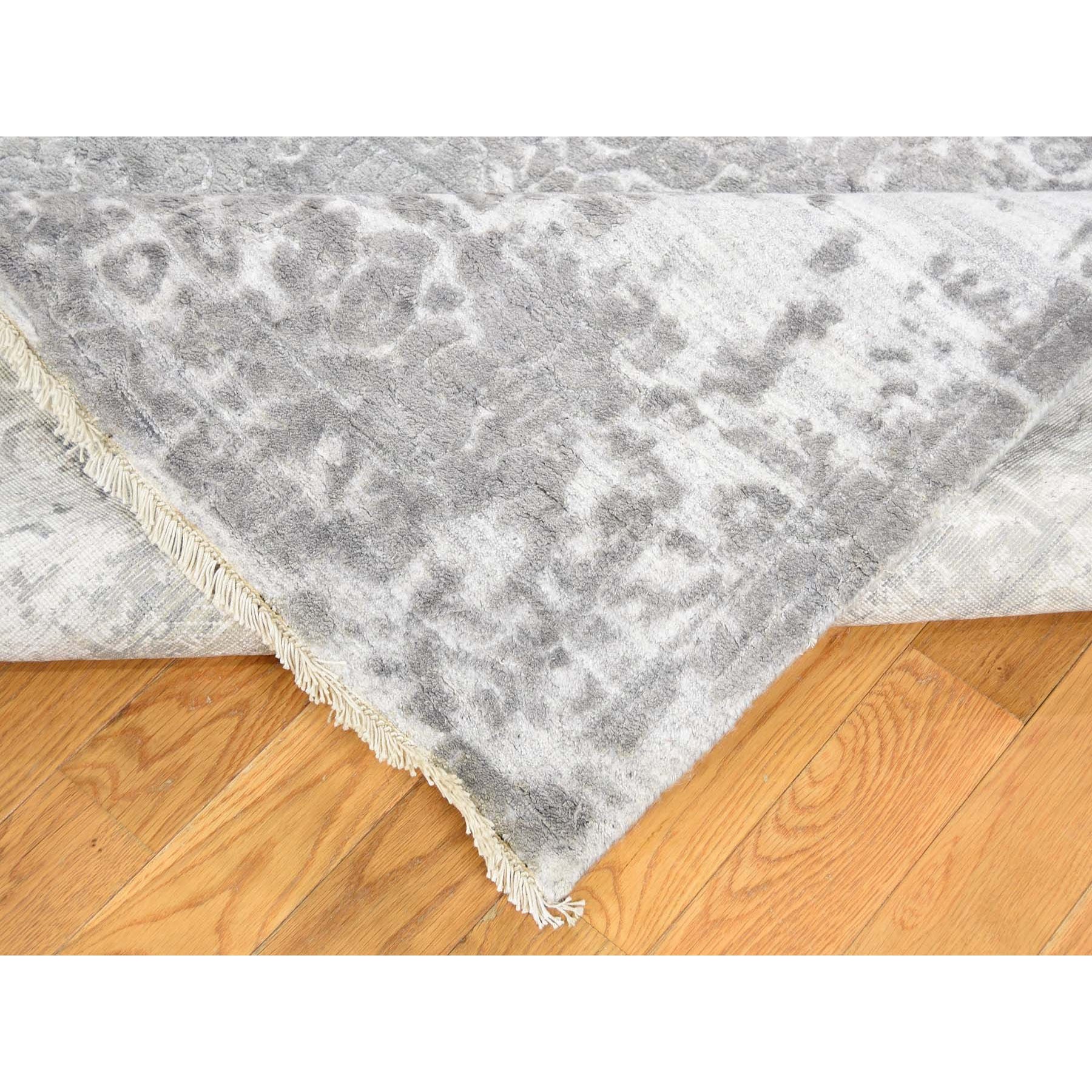 9-x12-1   Gray Broken Persian Design Wool And Pure Silk Hand Knotted Oriental Rug 