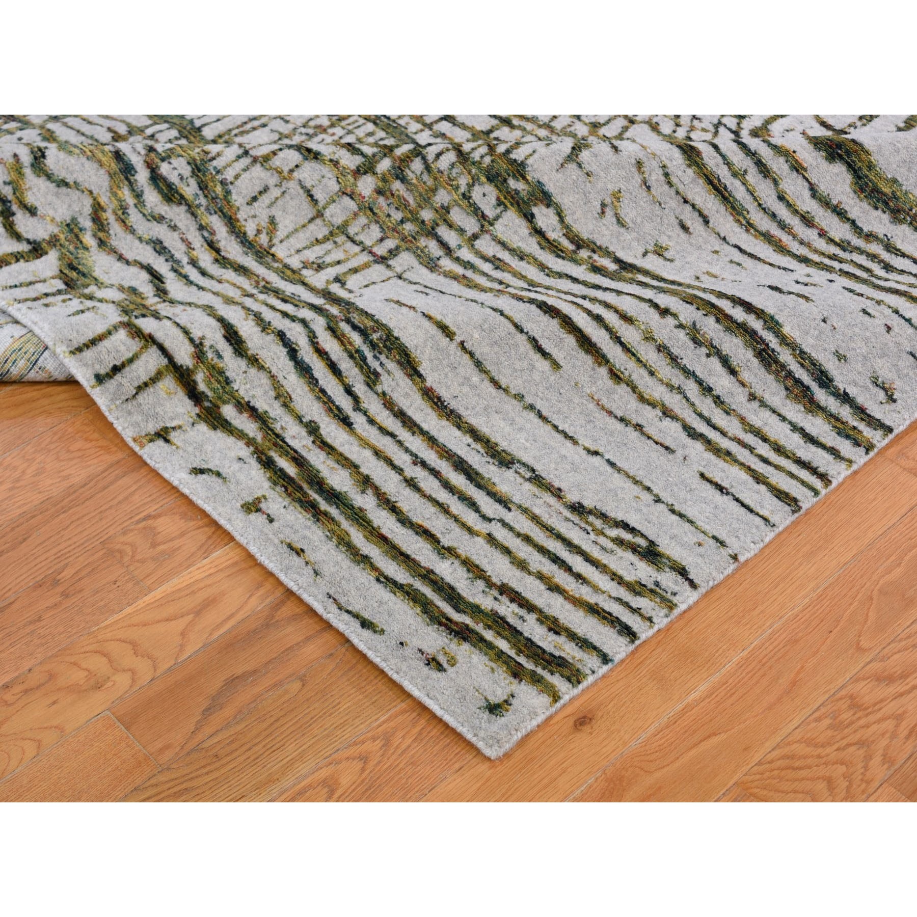 7-10 x9-9  Gray Fine jacquard Hand-Loomed Modern Wool And Silk Oriental Rug 