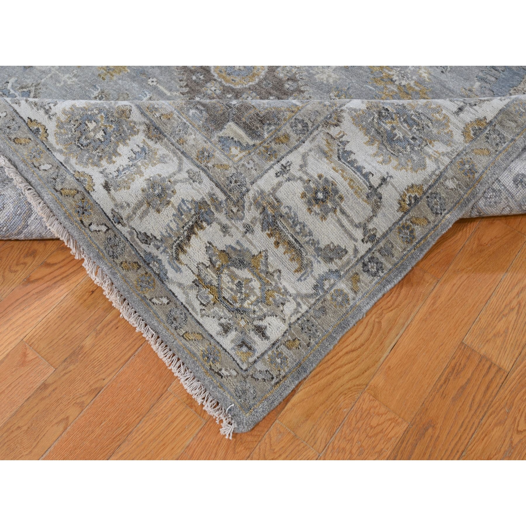 6-1 x12-2  Gray Karajeh Design Pure Wool Wide gallery Hand Knotted Runner Oriental Rug 