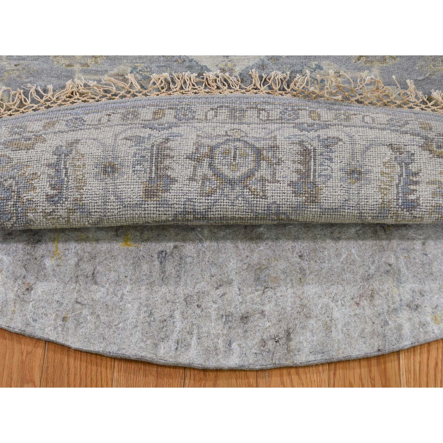 6-x6- Round Gray Karajeh Design Pure Wool Hand Knotted Oriental Rug 