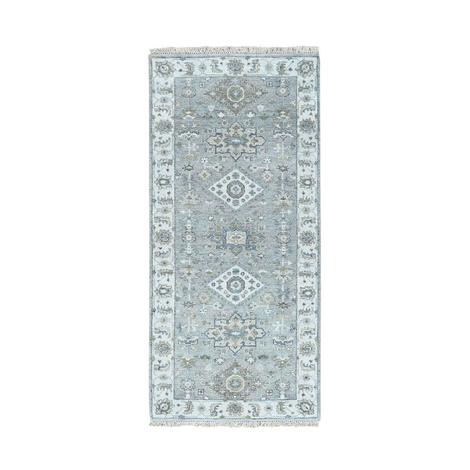2'7"X6' Gray Karajeh Design Pure Wool Hand Knotted Runner Fine Oriental Rug moad889a