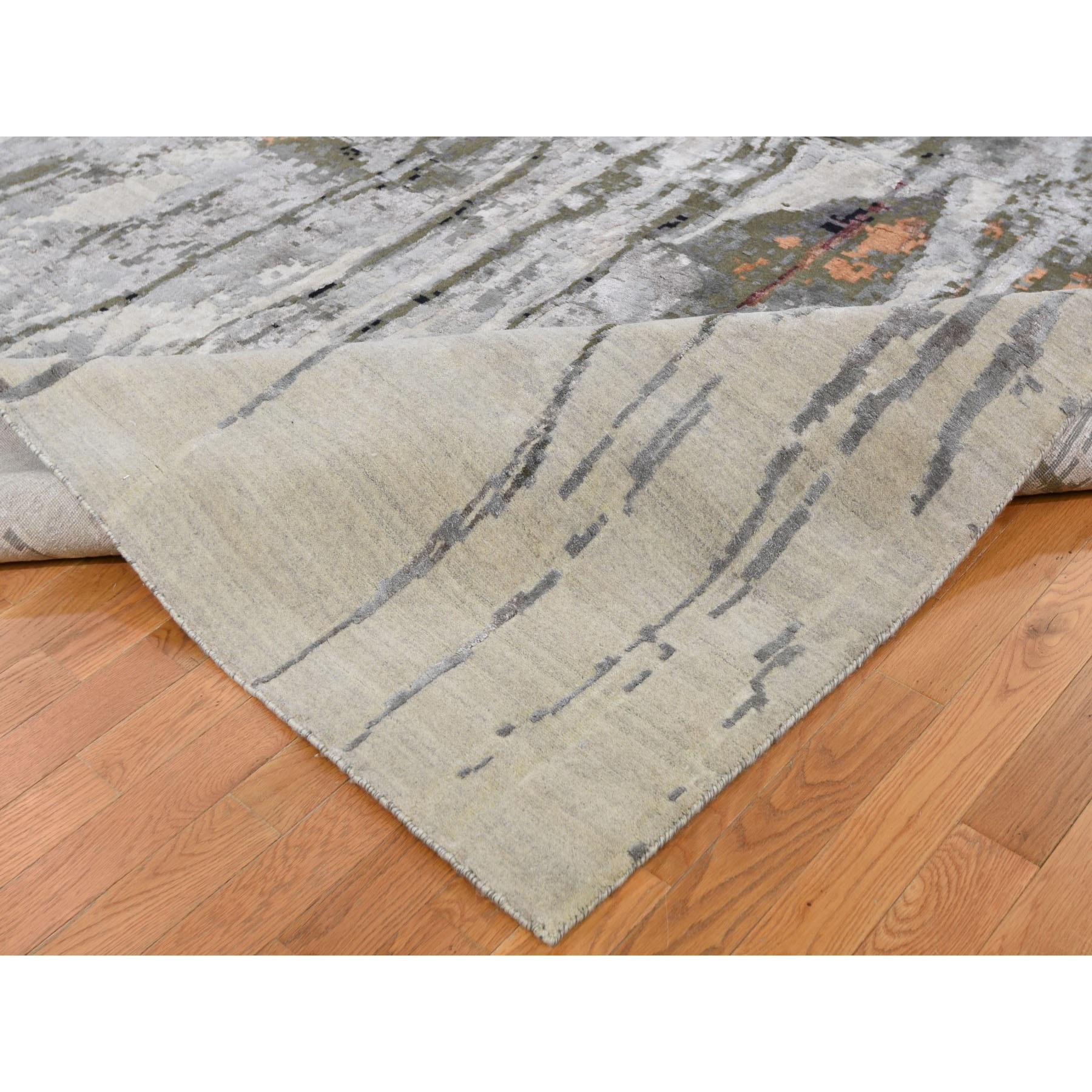 8-10 x12-3  Dripping Design Abstract Wool And Pure Silk Hand Knotted Oriental Rug 