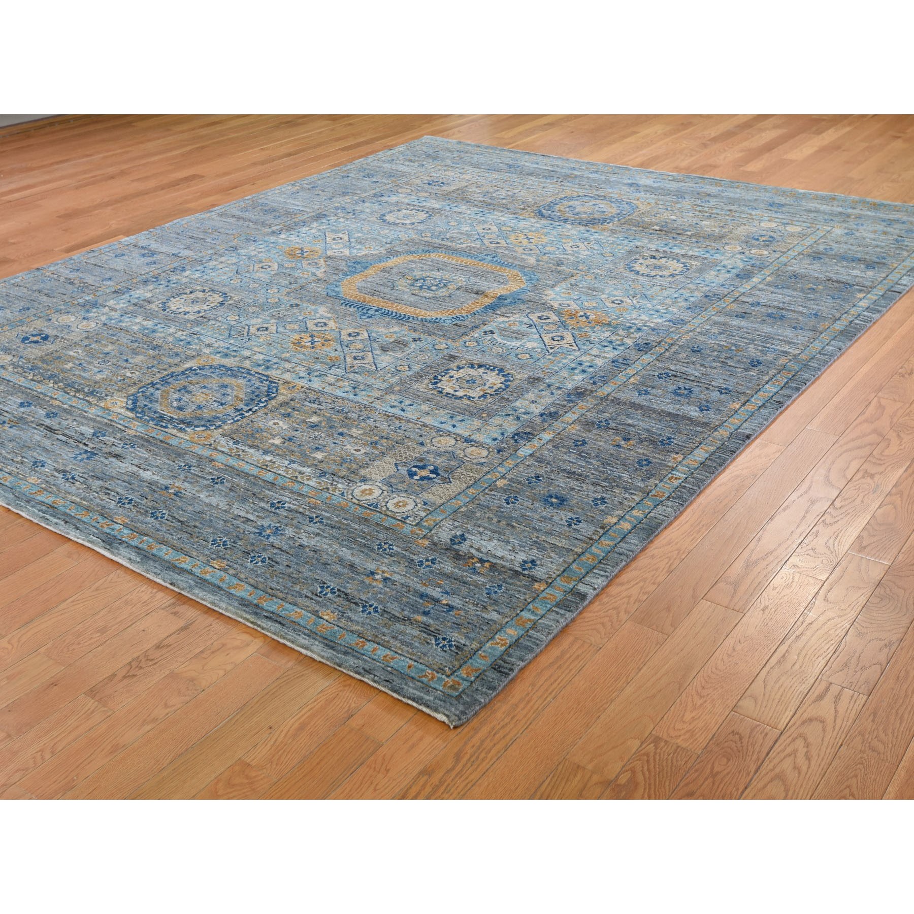 8-3 x10-2  Blue Pure Wool Mamluk Design hand Knotted Oriental Rug 