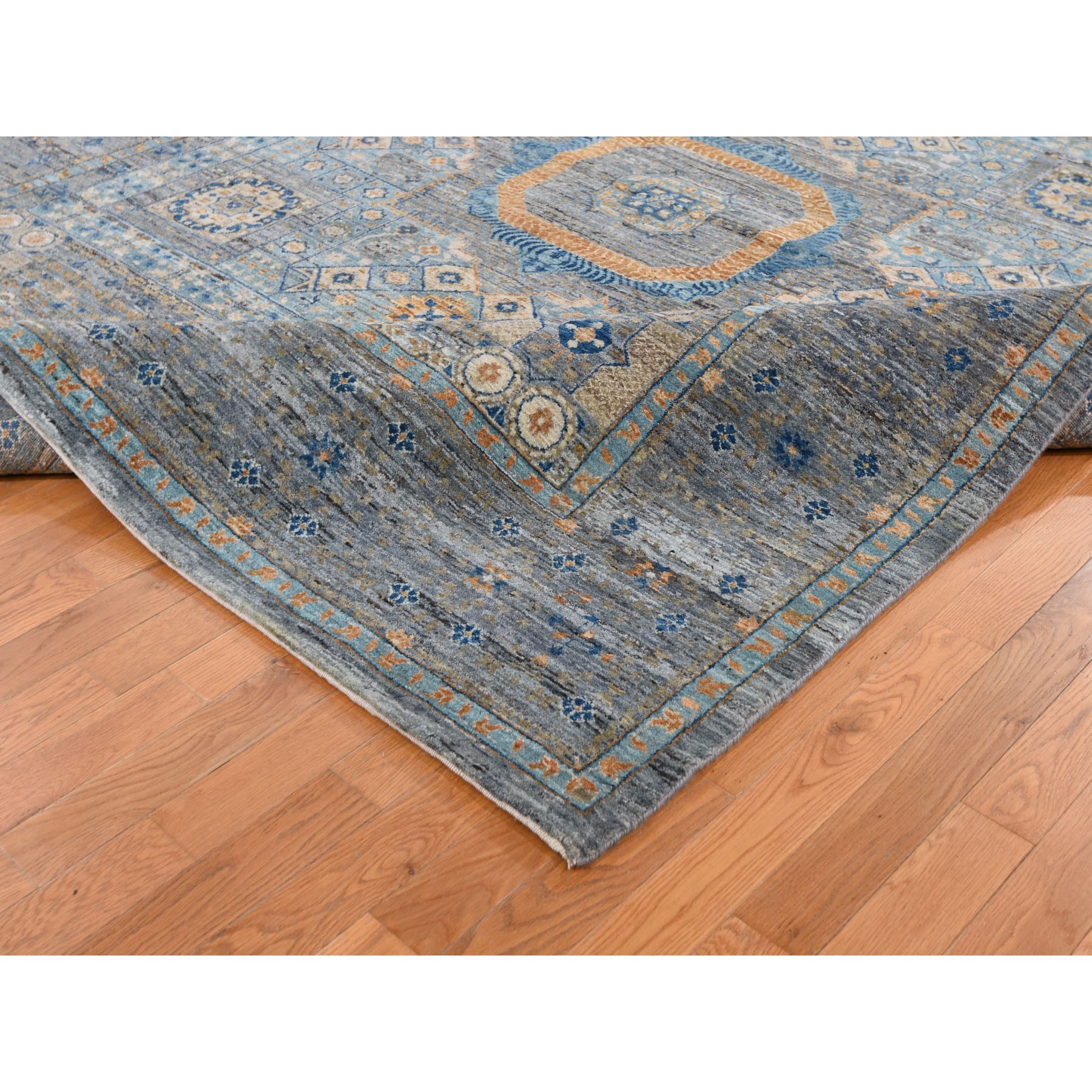 8-3 x10-2  Blue Pure Wool Mamluk Design hand Knotted Oriental Rug 