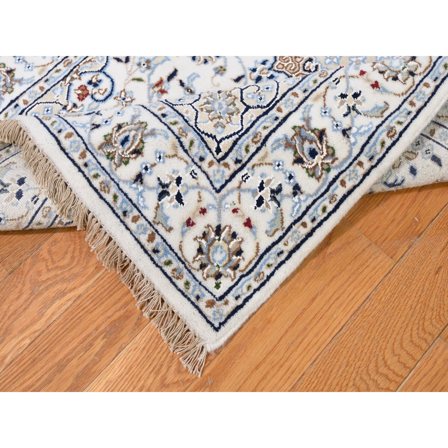 2-7 x22-3   Ivory Nain 250 Kpsi Wool And Silk Hand Knotted  XL Runner Rug 