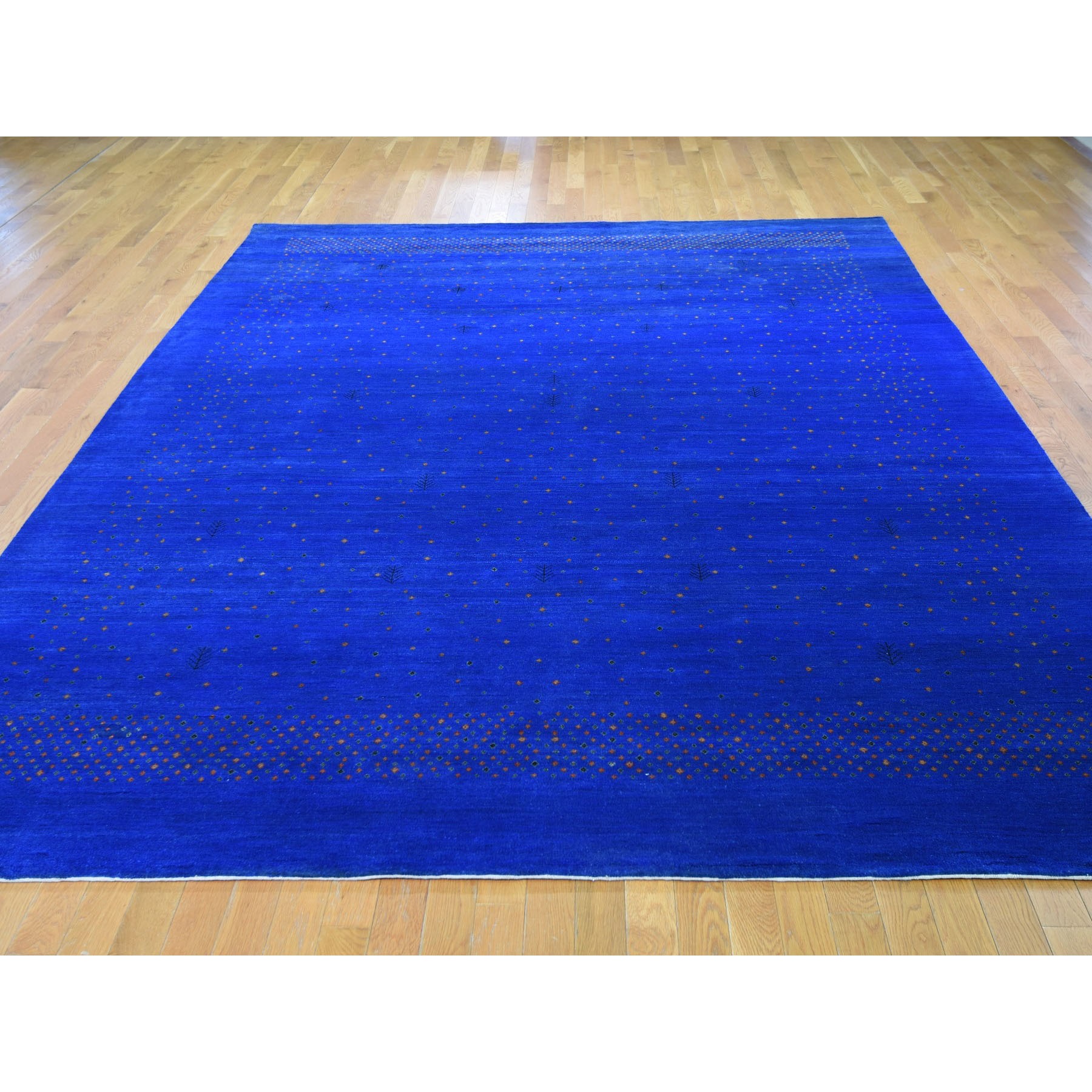 8-9 x11-10  Blue Pure Wool Lori Buft Gabbeh Thick And Plush Hand Knotted Oriental Rug 