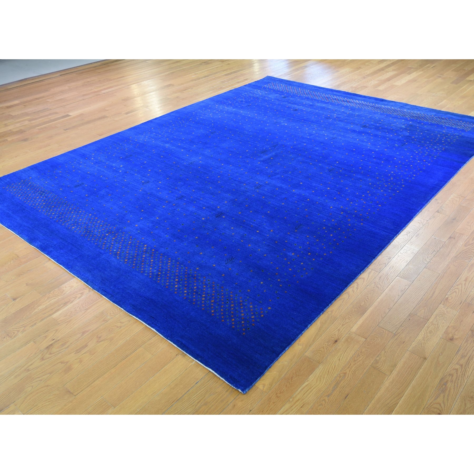 8-9 x11-10  Blue Pure Wool Lori Buft Gabbeh Thick And Plush Hand Knotted Oriental Rug 