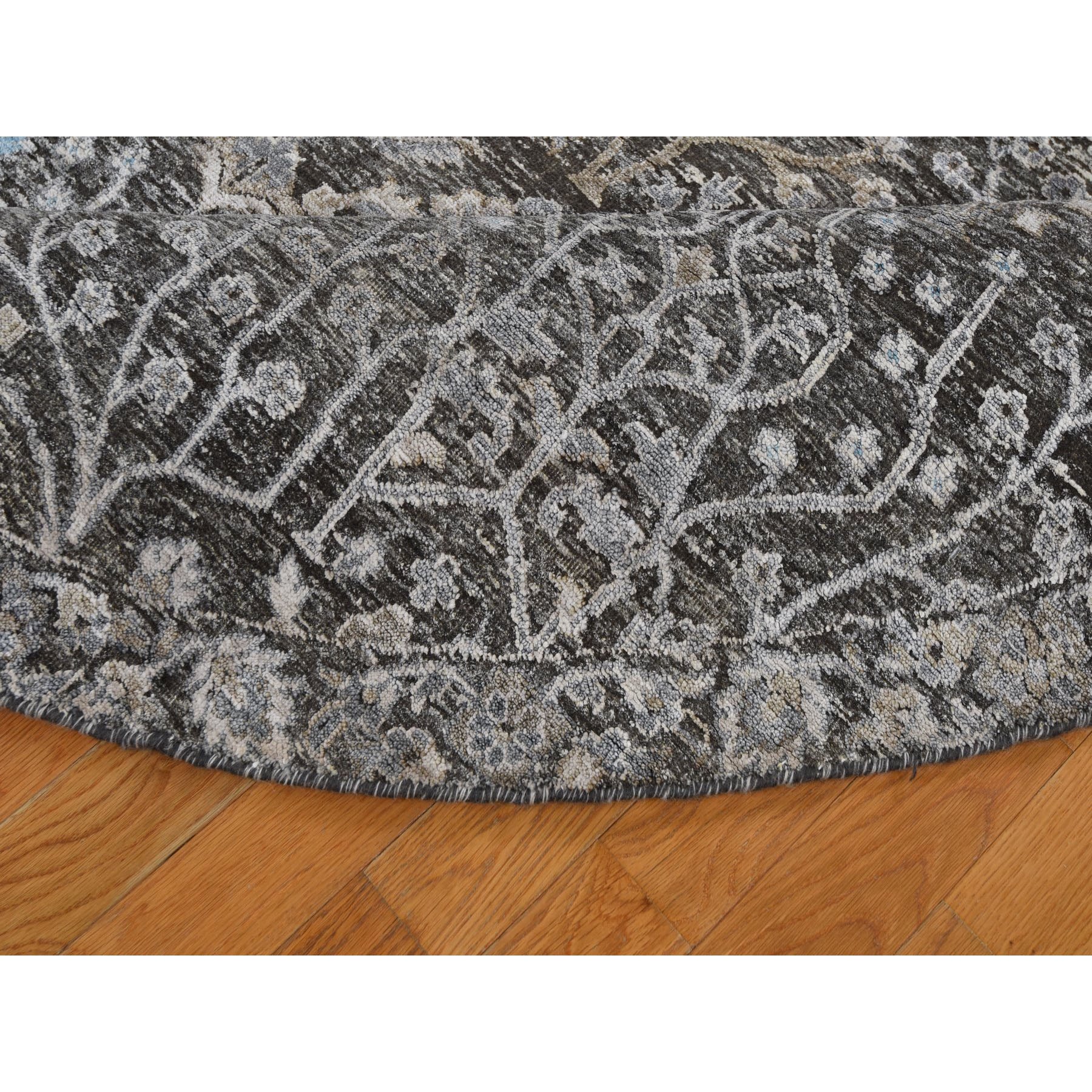 7-1 x7-1  Round Cypress Tree Design Silk with Textured Wool Hand Knotted Oriental Rug 