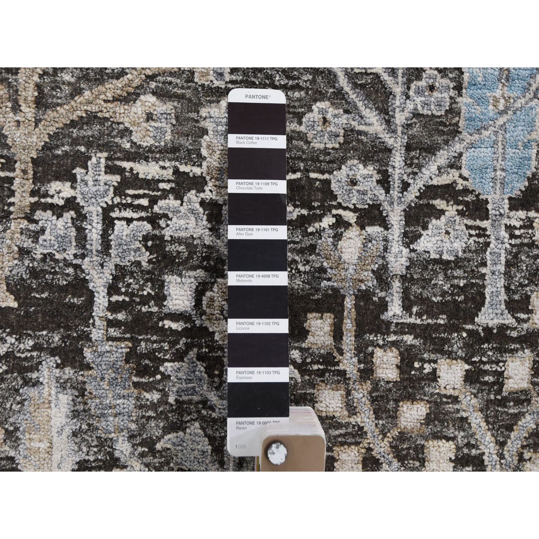 7-1 x7-1  Round Cypress Tree Design Silk with Textured Wool Hand Knotted Oriental Rug 