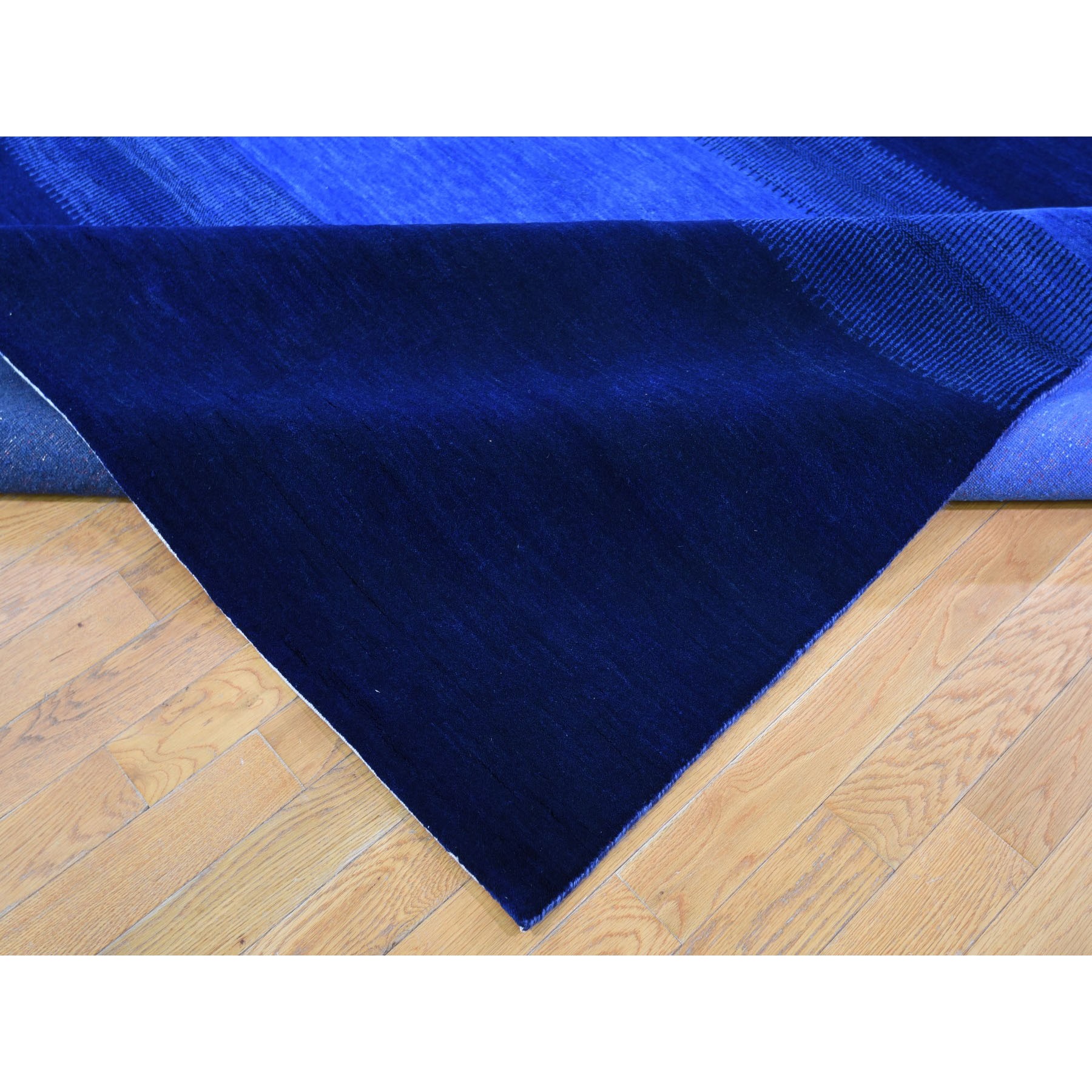 9-1 x12- Blue Pure Wool Lori Buft Gabbeh Thick And Lush Hand Knotted Oriental Rug 