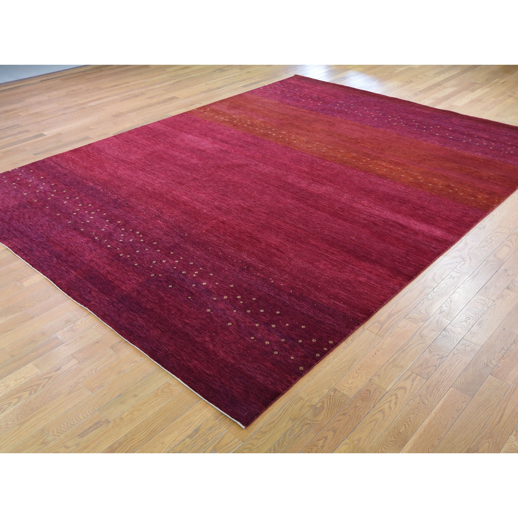 9-x11-9  Red Pure Wool Lori Buft Gabbeh Thick And Plush Hand Knotted Oriental Rug 