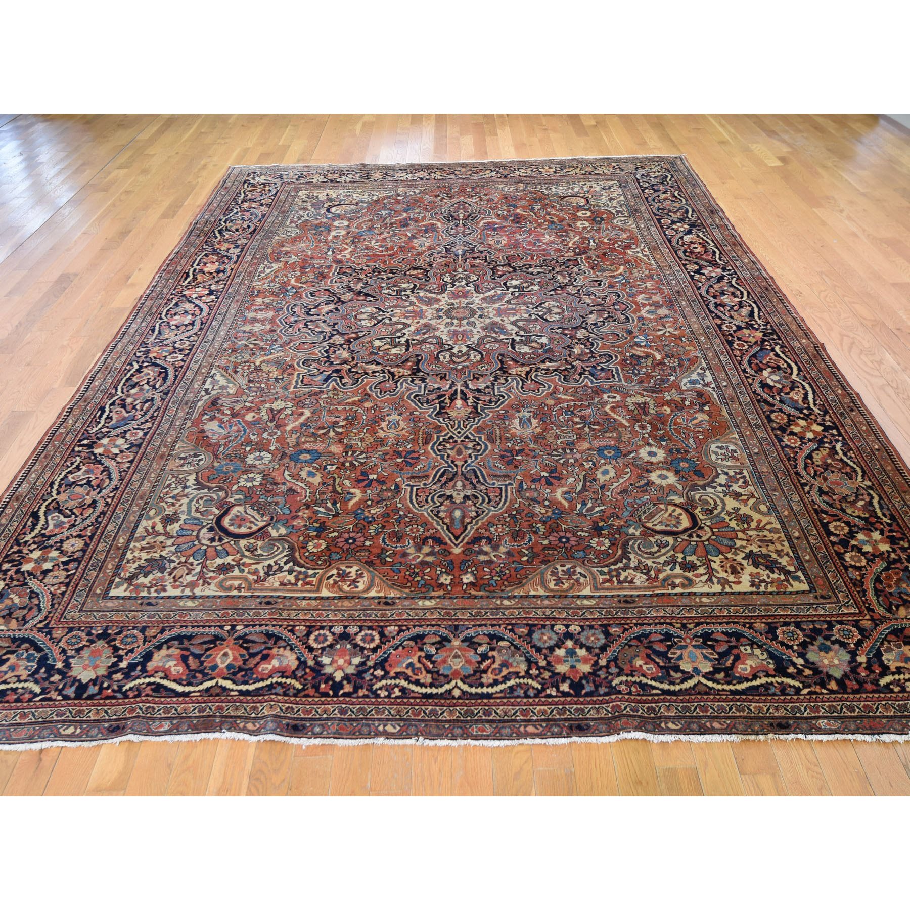 8-9 x12-6  Red Antique Persian Sarouk Fereghan  Evern Wear, Soft Hand Knotted Oriental Rug 