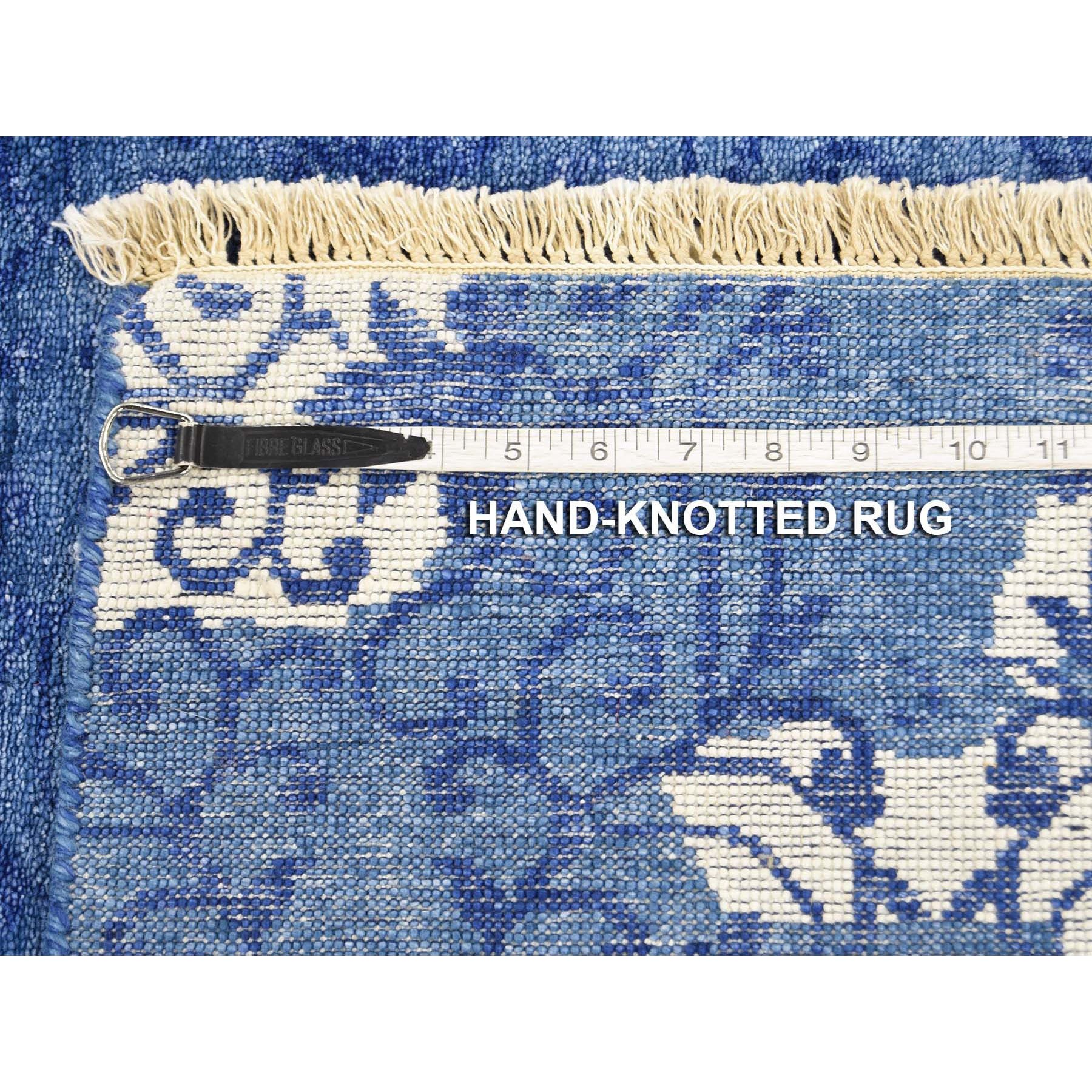 5-6 x8-  Blue Hand Knotted Tone on Tone Modern Wool and Silk Oriental Rug 