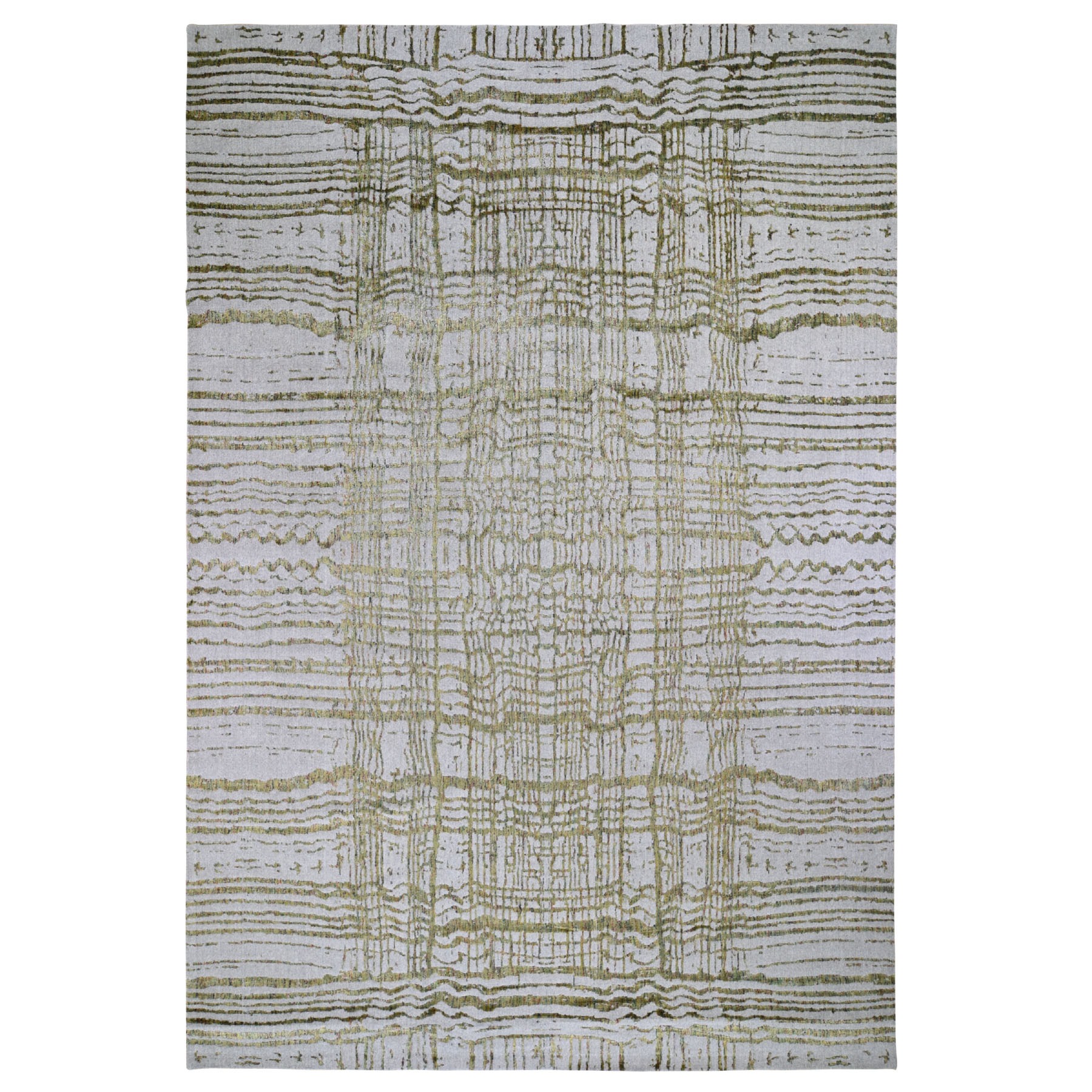 9-9 x14-2  Gray Fine jacquard Hand-Loomed Modern Wool And Silk Oriental Rug 