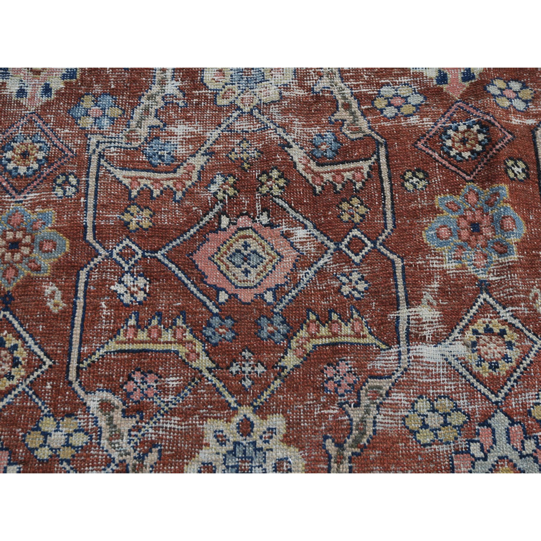 9-x12-9  Red Antique Worn Persian Mahal Clean Hand Knotted Oriental Rug 