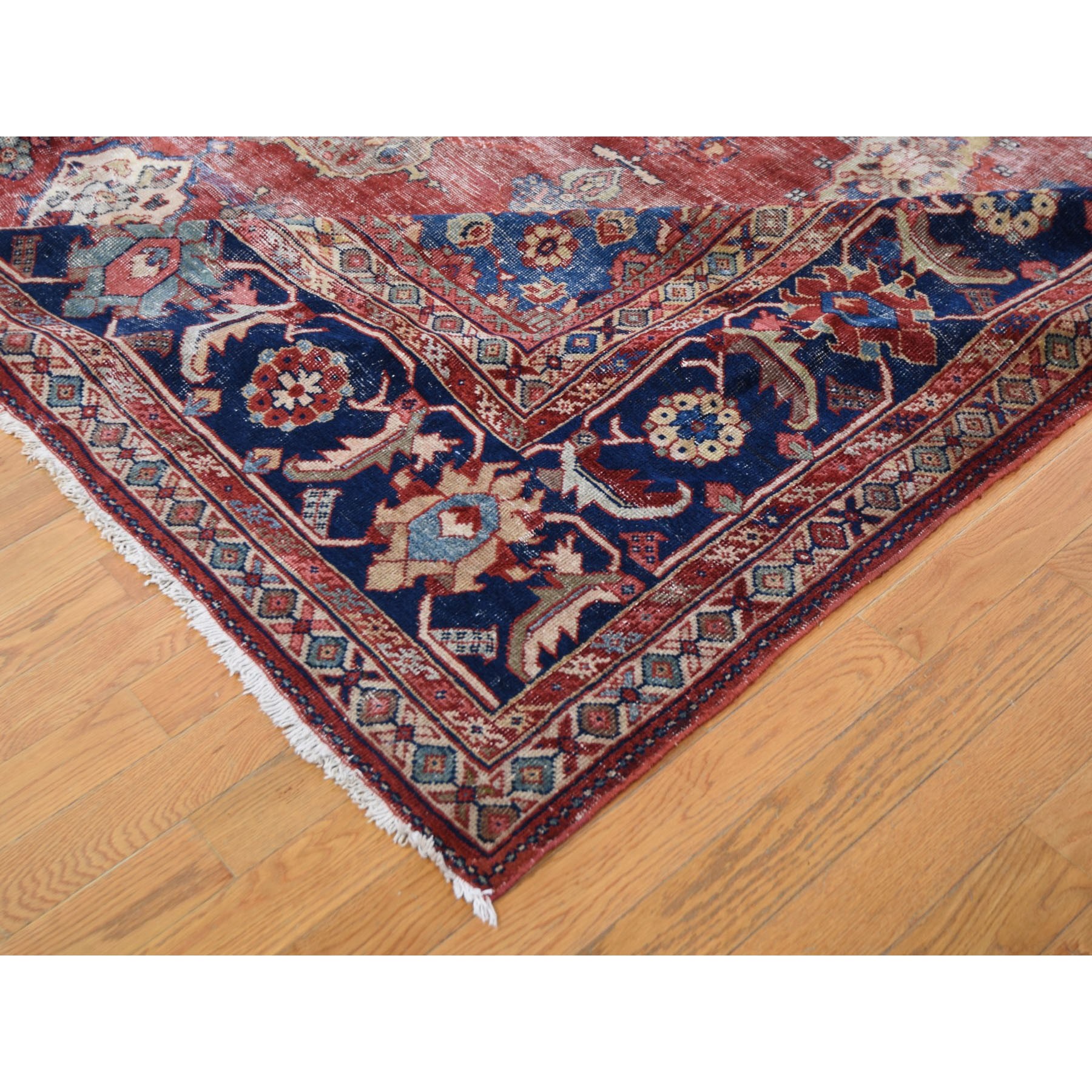 10-3 x13-9  Red Antique and Worn Persian Mahal Hand Knotted Oriental Rug 