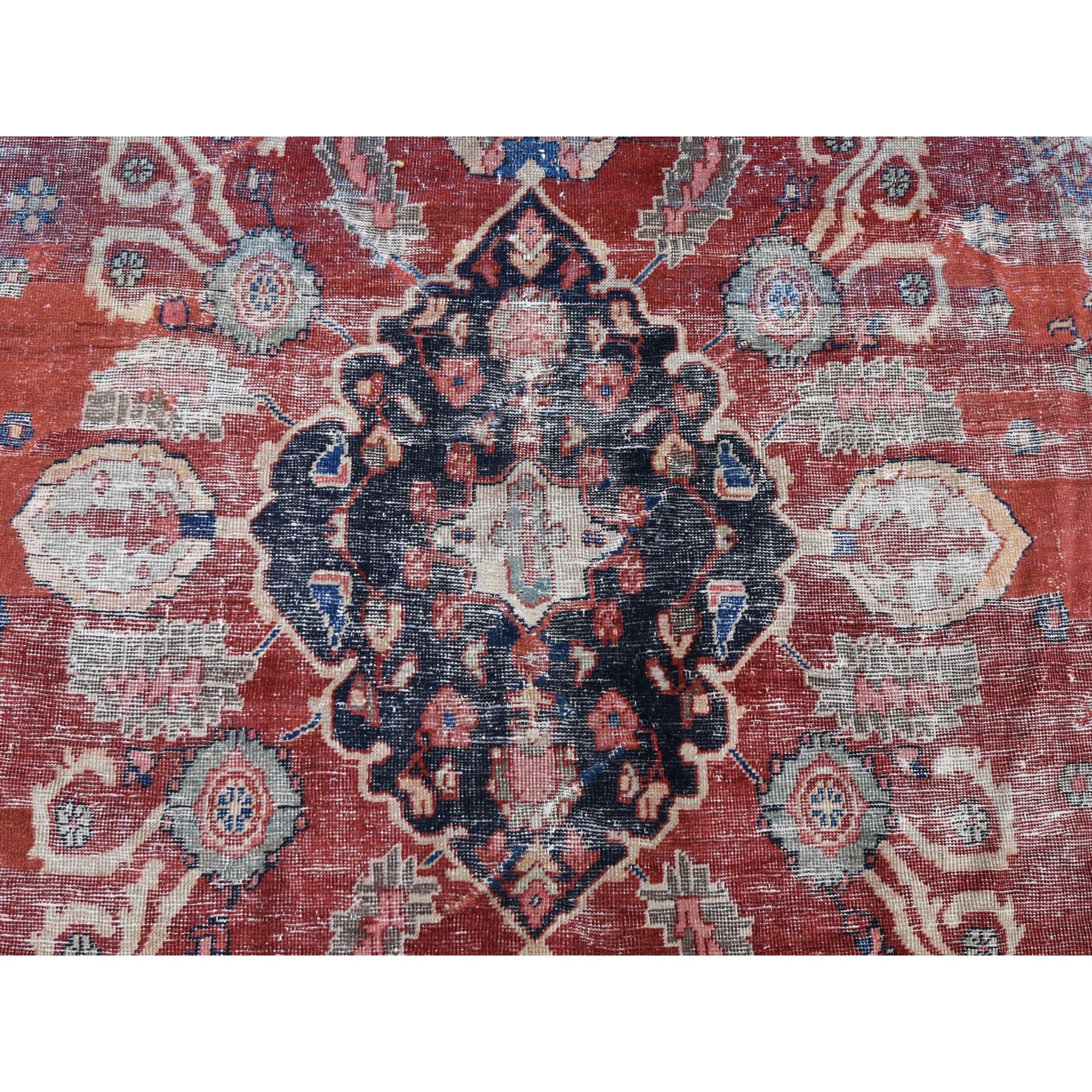 10-3 x13-9  Red Antique and Worn Persian Mahal Hand Knotted Oriental Rug 