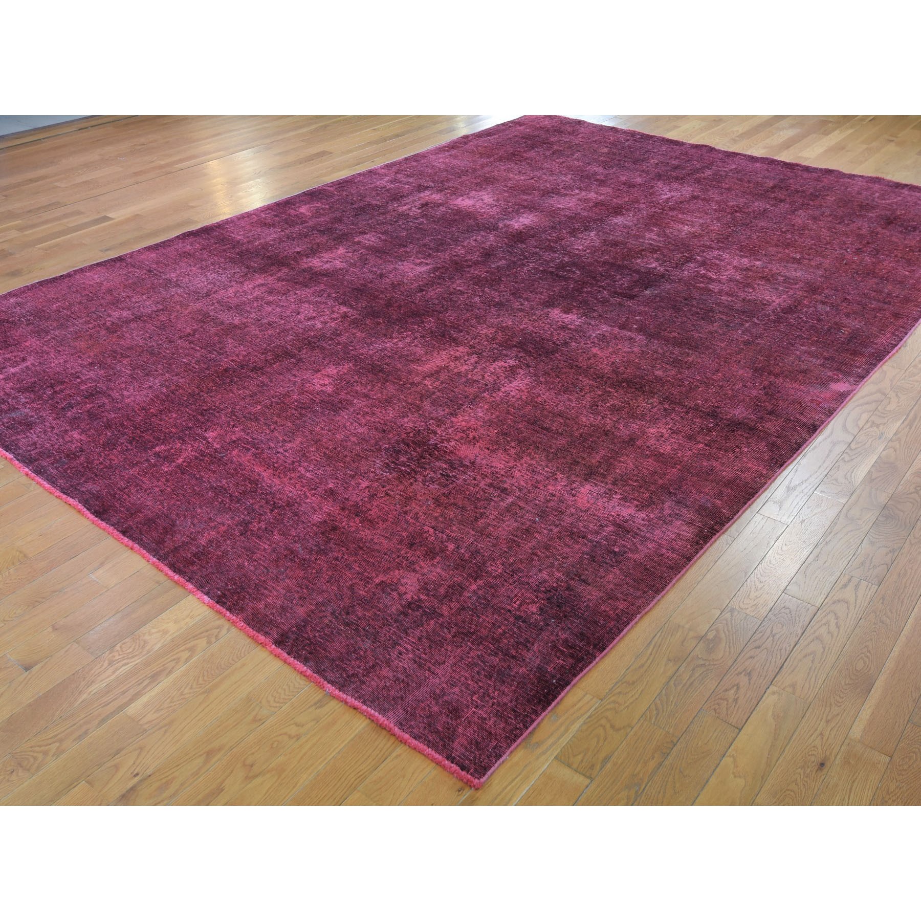 9-1 x13-  Red Overdyed Tabriz Worn Pile Hand Knotted Oriental Rug 