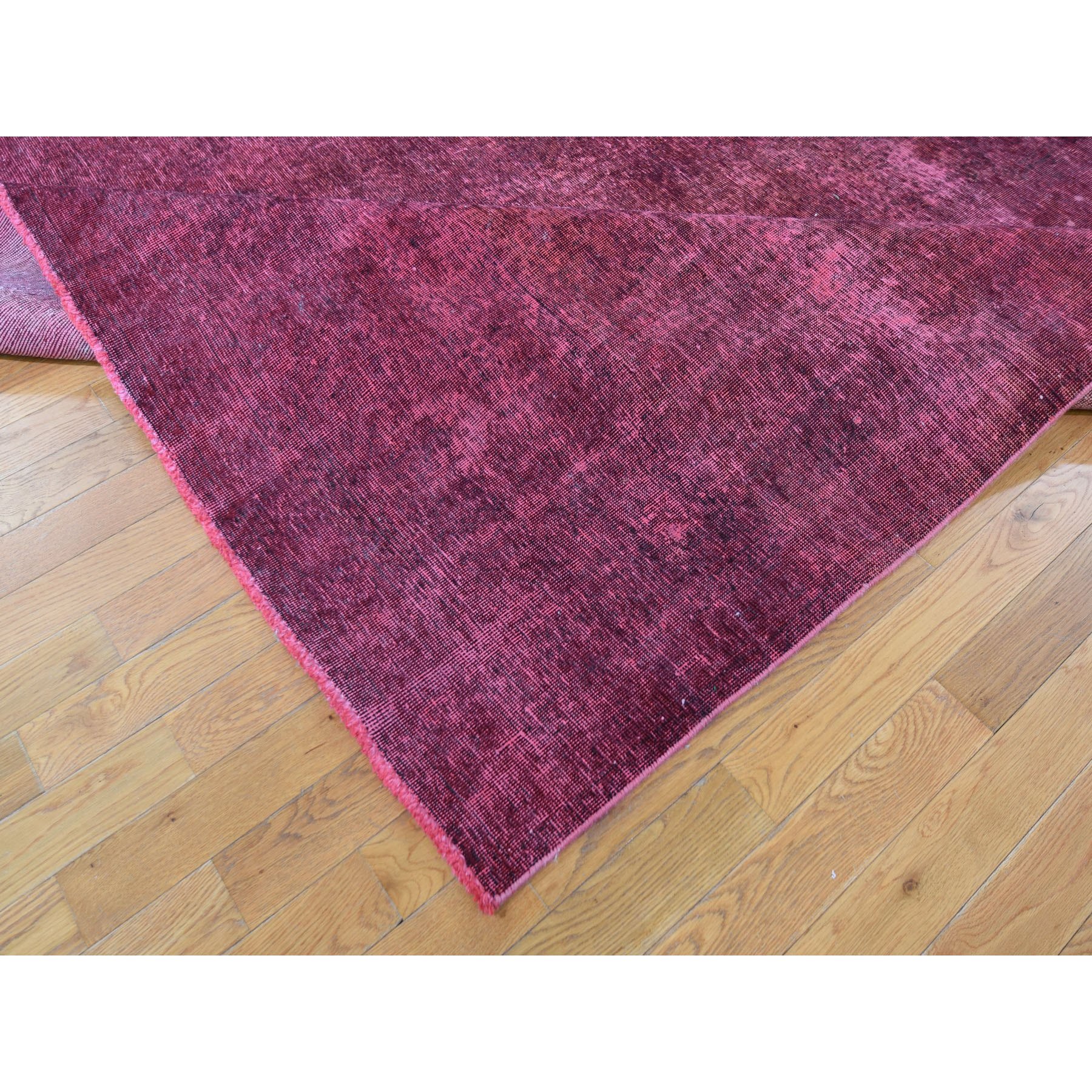 9-1 x13-  Red Overdyed Tabriz Worn Pile Hand Knotted Oriental Rug 