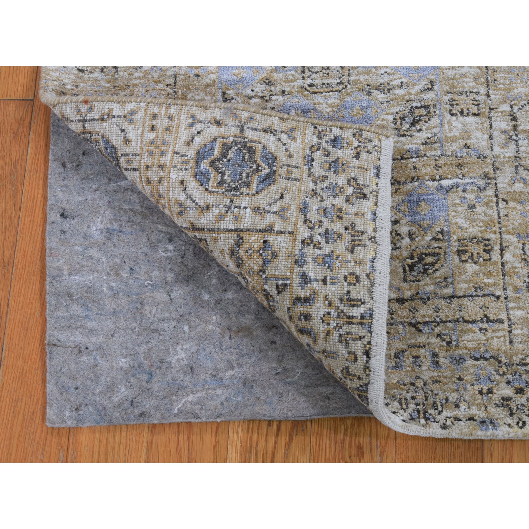 2-2 x3-1  Sampler Silver Silk With Textured wool Mamluk Design Hand knotted Oriental Rug 