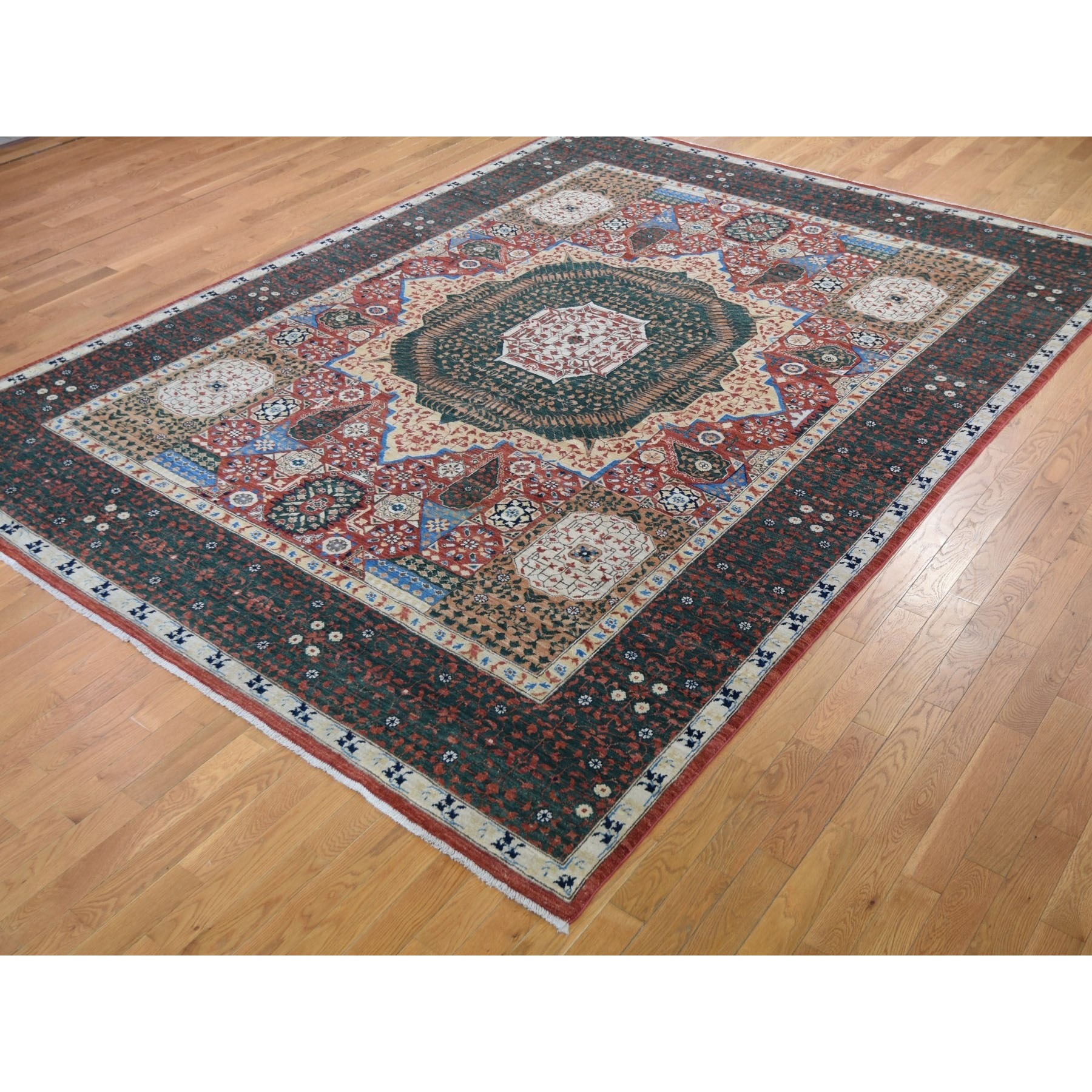 9-x12- Peshawar with Mamluk Design Hand Knotted Pure Wool Oriental Rug 