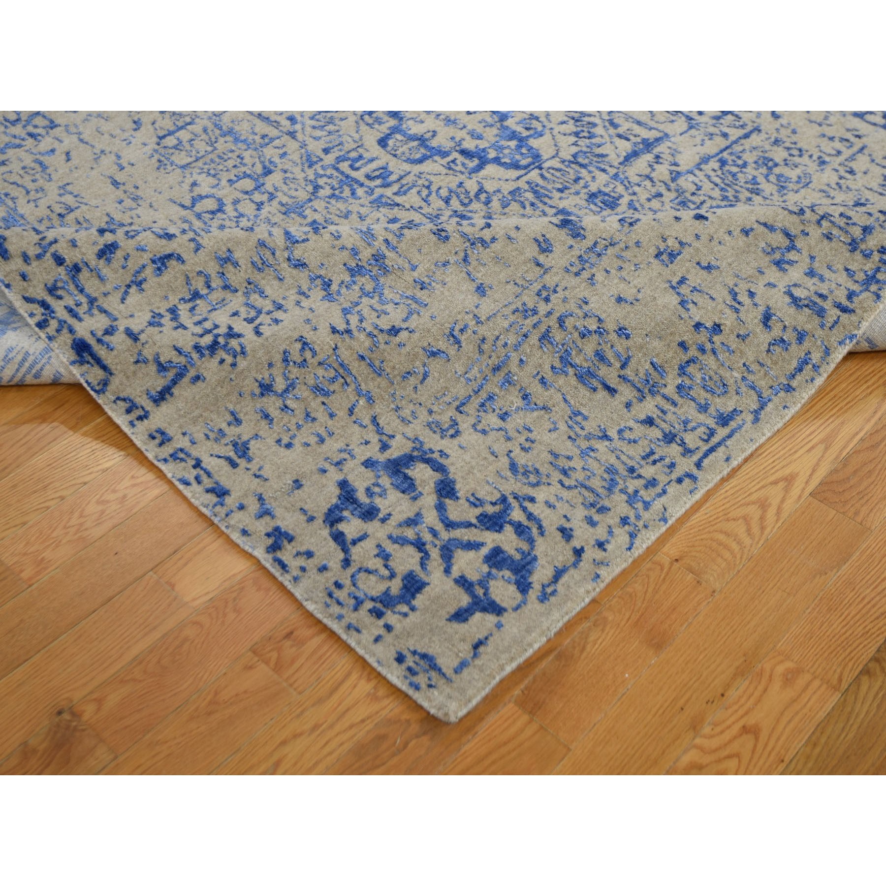 8-x8- Gray Hand Loomed Wool And Art Silk Mamluk Design Square Oriental Rug 