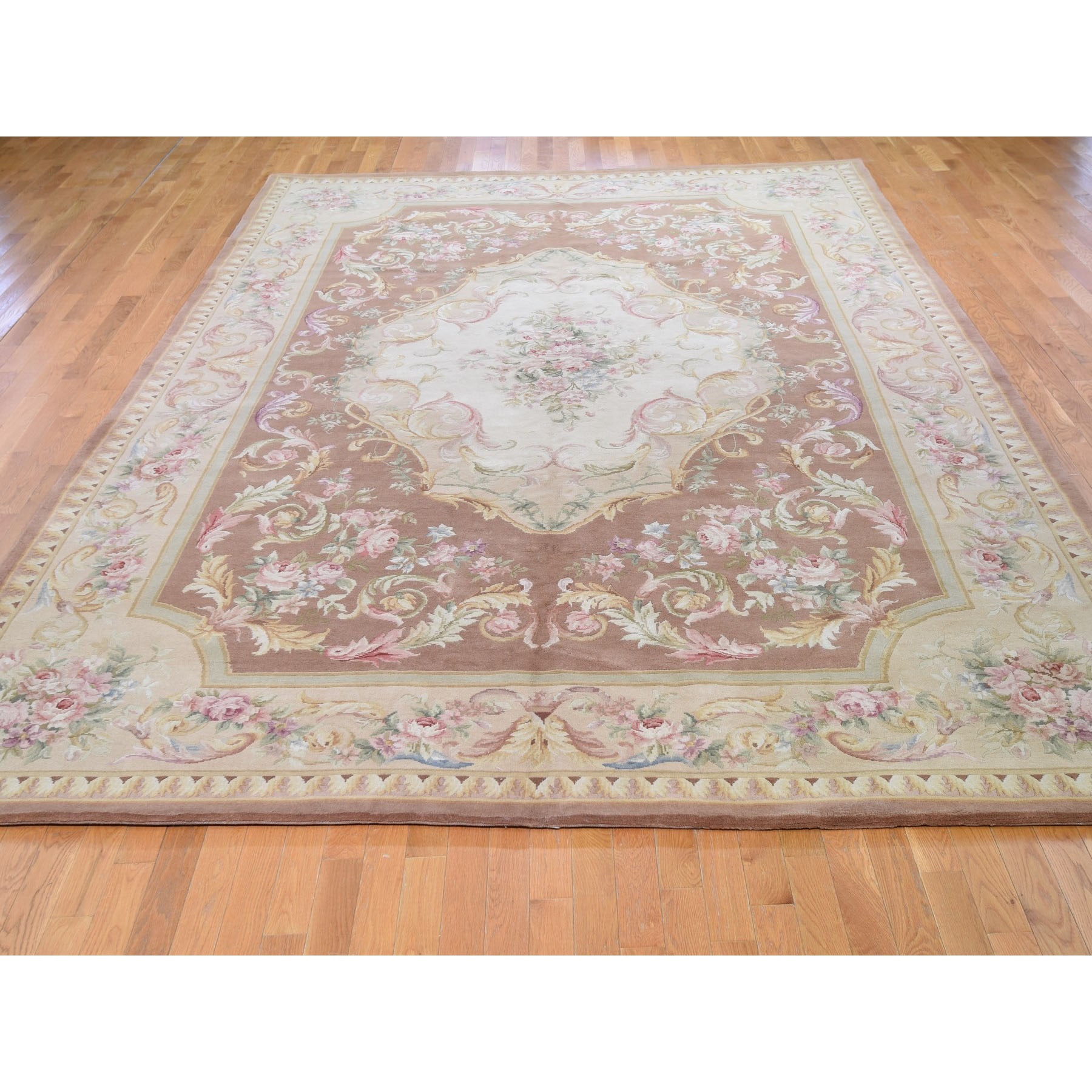 9-9 x13-9  Thick And Plush Savonnerie Neo Classic Design Pure Wool Hand Knotted Oriental Rug 